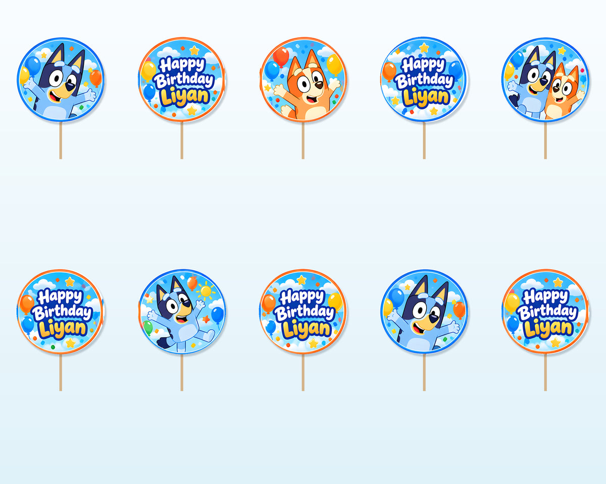 Bluey Theme Cup Cake Topper - showcase