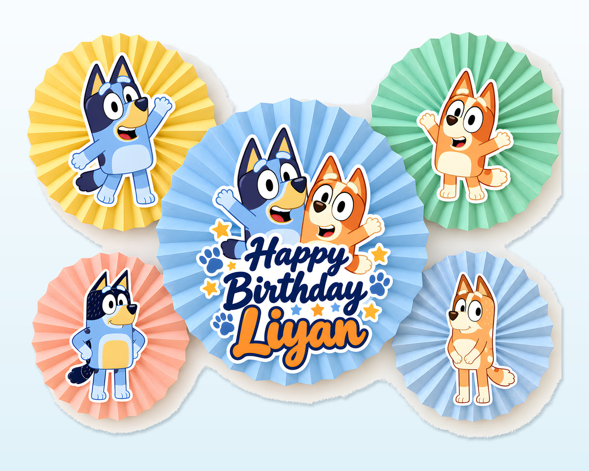 Bluey Theme Paper Fan - showcase