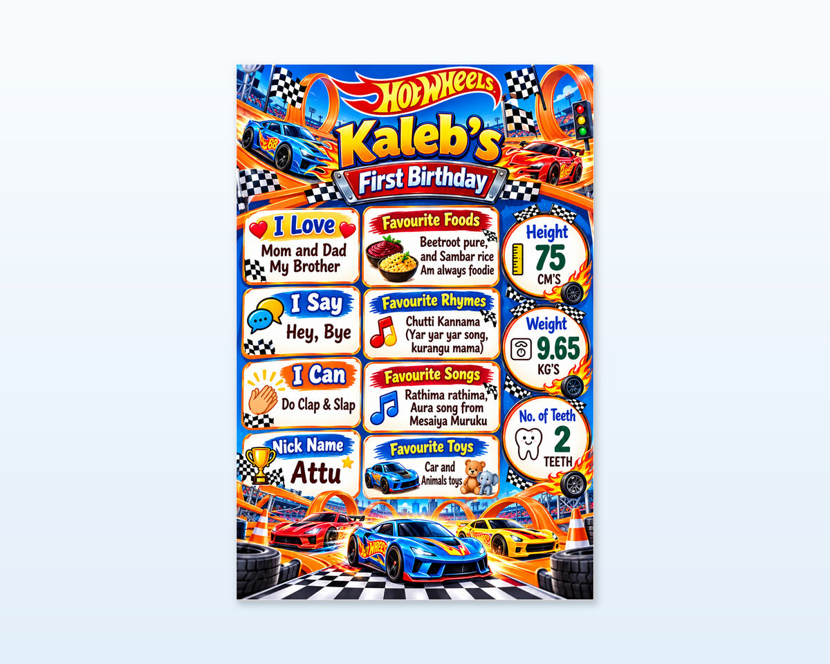 Hot Wheels Theme Personalized Chalkboard - showcase