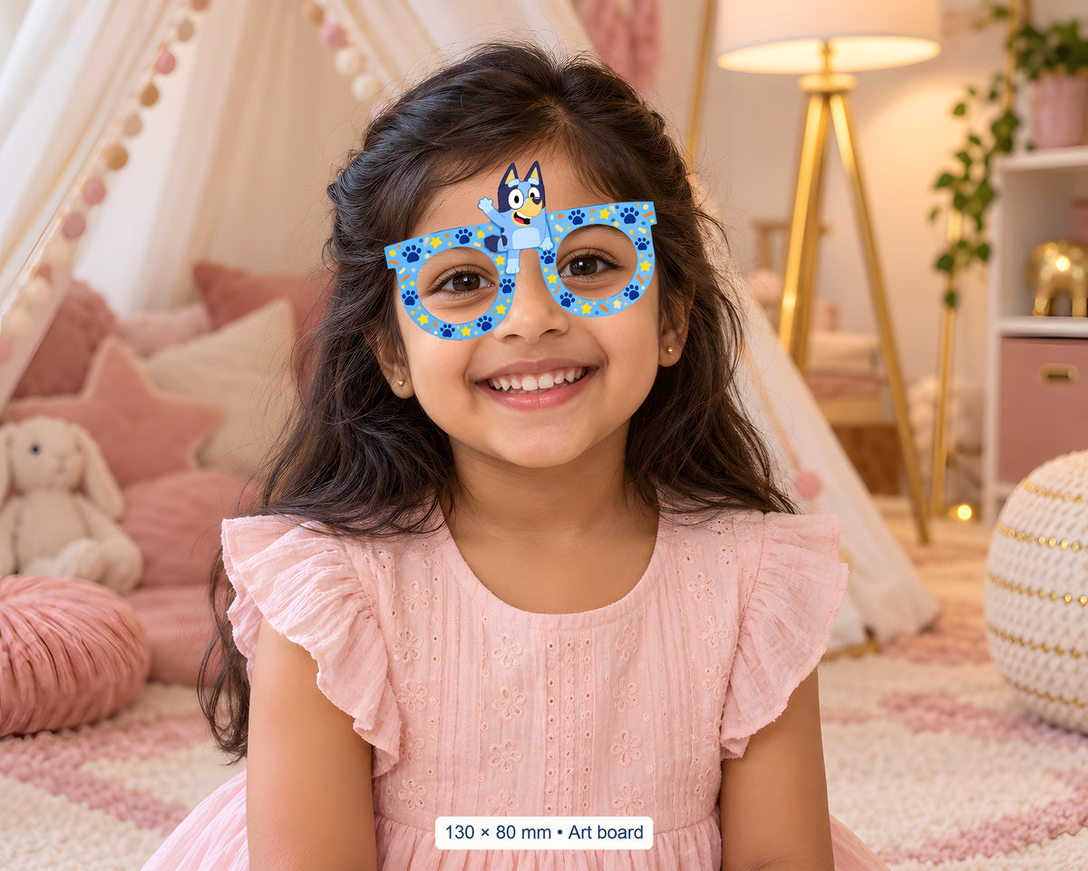 Bluey Theme Birthday Party Glasses - in use