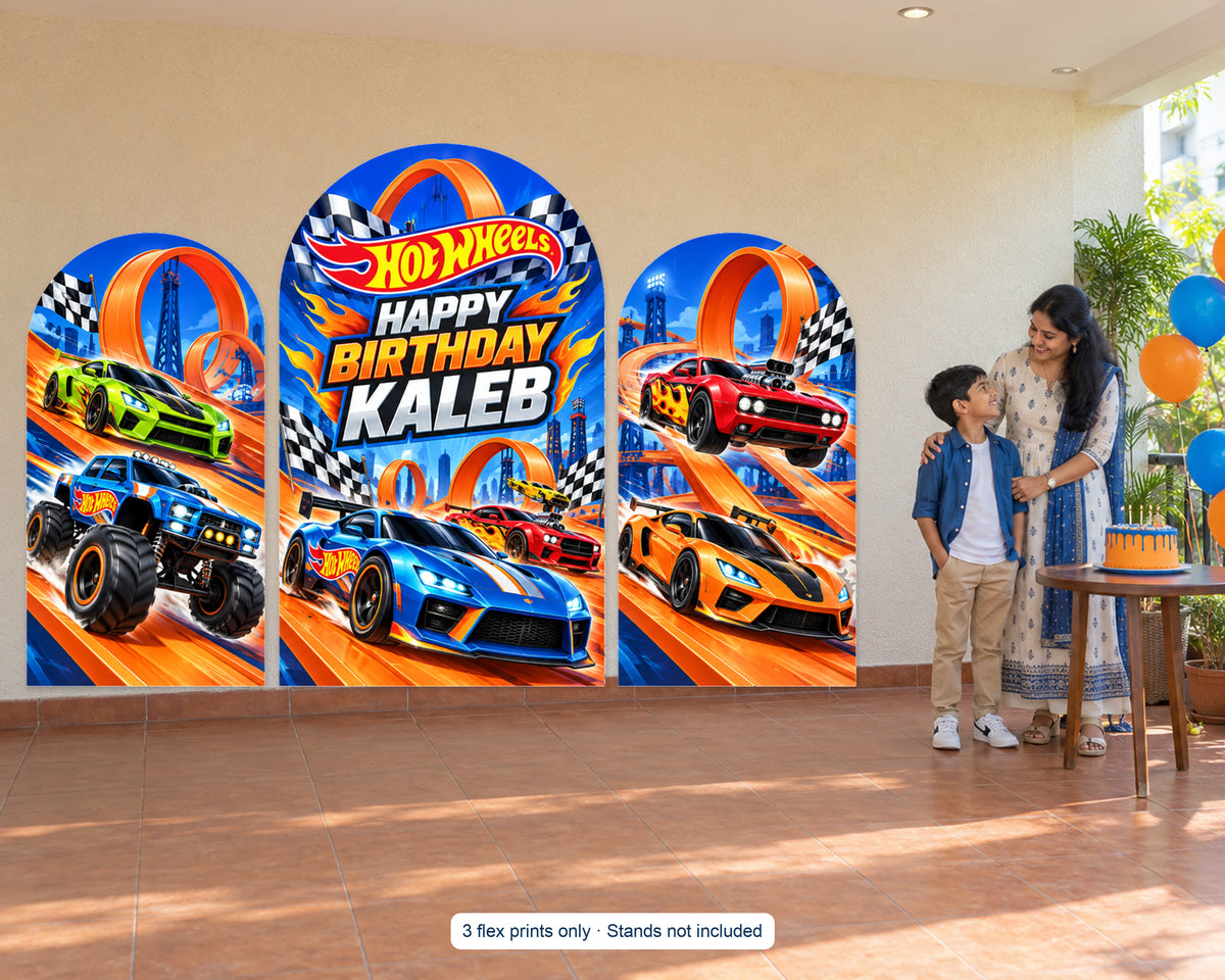 Hot Wheels Theme Arch Backdrop - in use