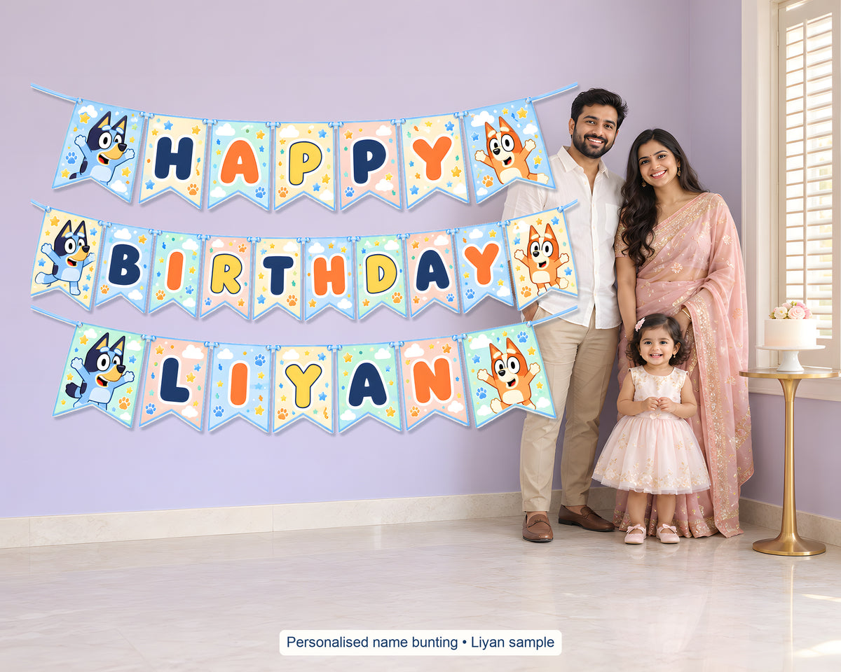 Bluey Theme Personalized Hanging - in use