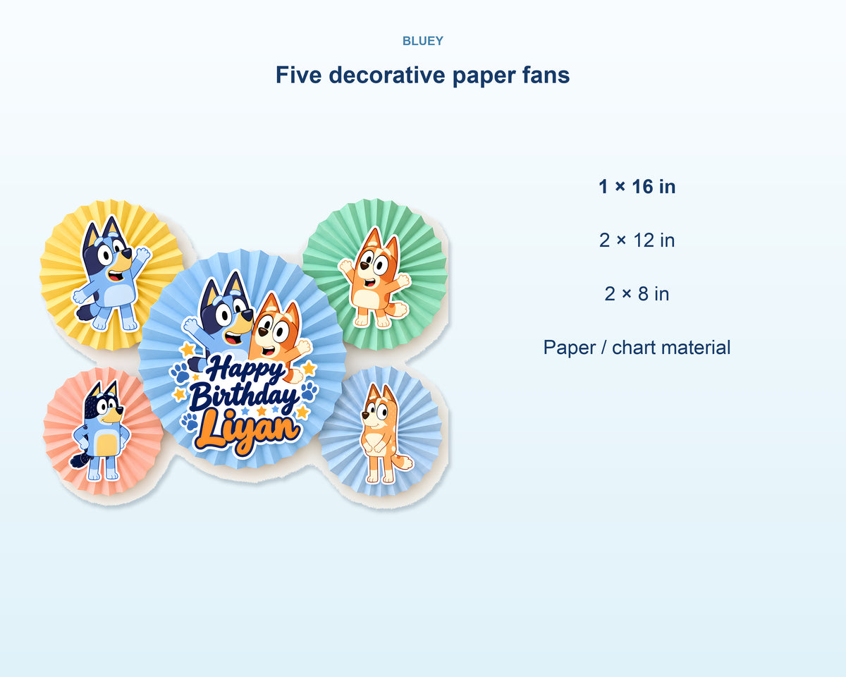 Bluey Theme Paper Fan - product details