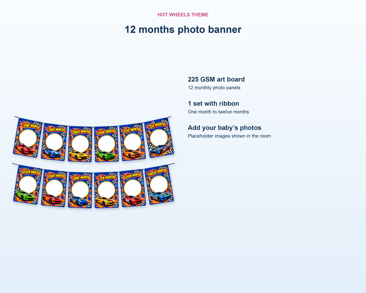 Hot Wheels Theme 12 Months Photo Banner - product details