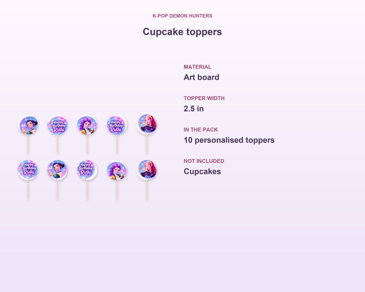 K-Pop Demon Hunters Theme Cup Cake Topper - product details