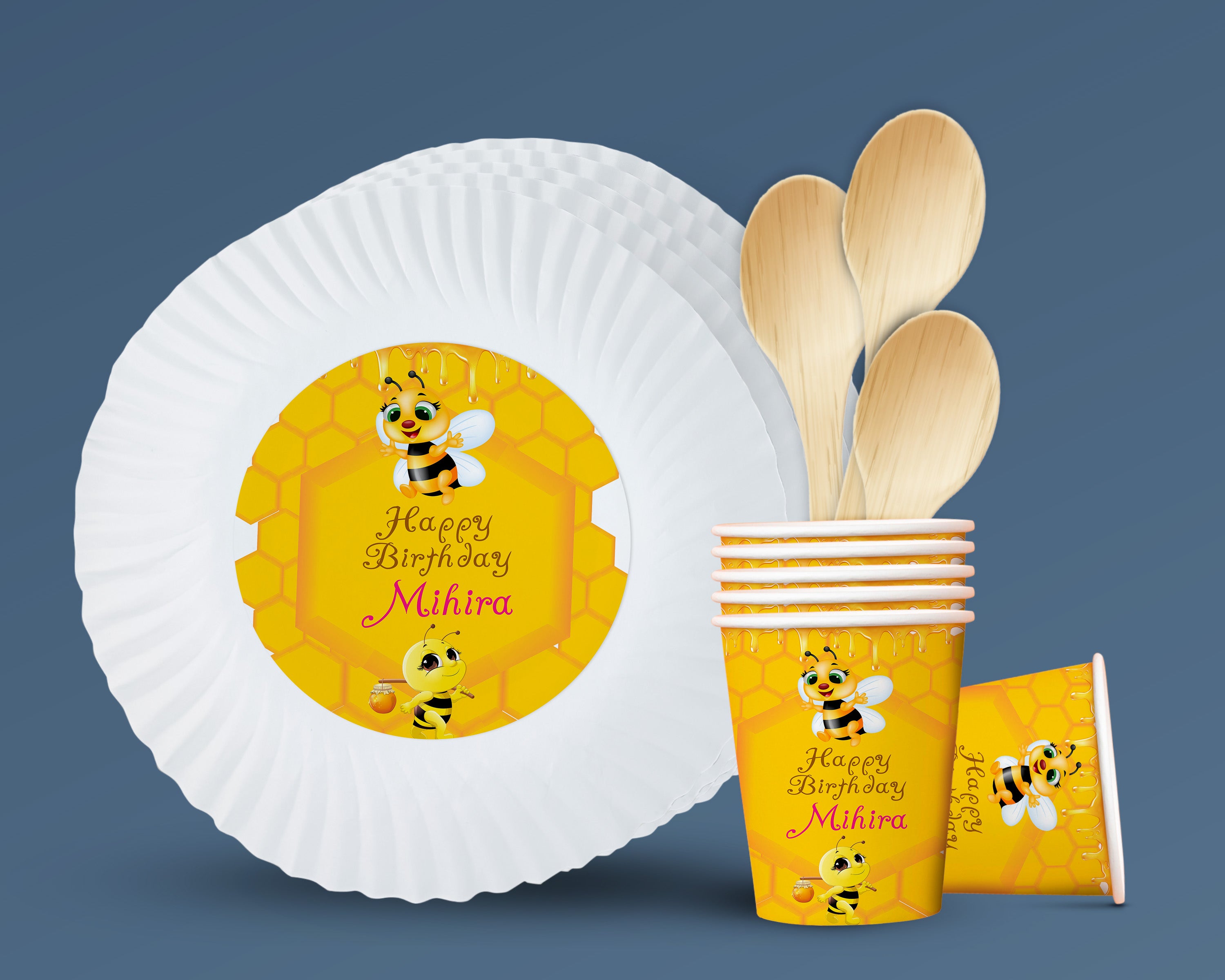 Bumble Bee Theme Party Cups and Plates Combo