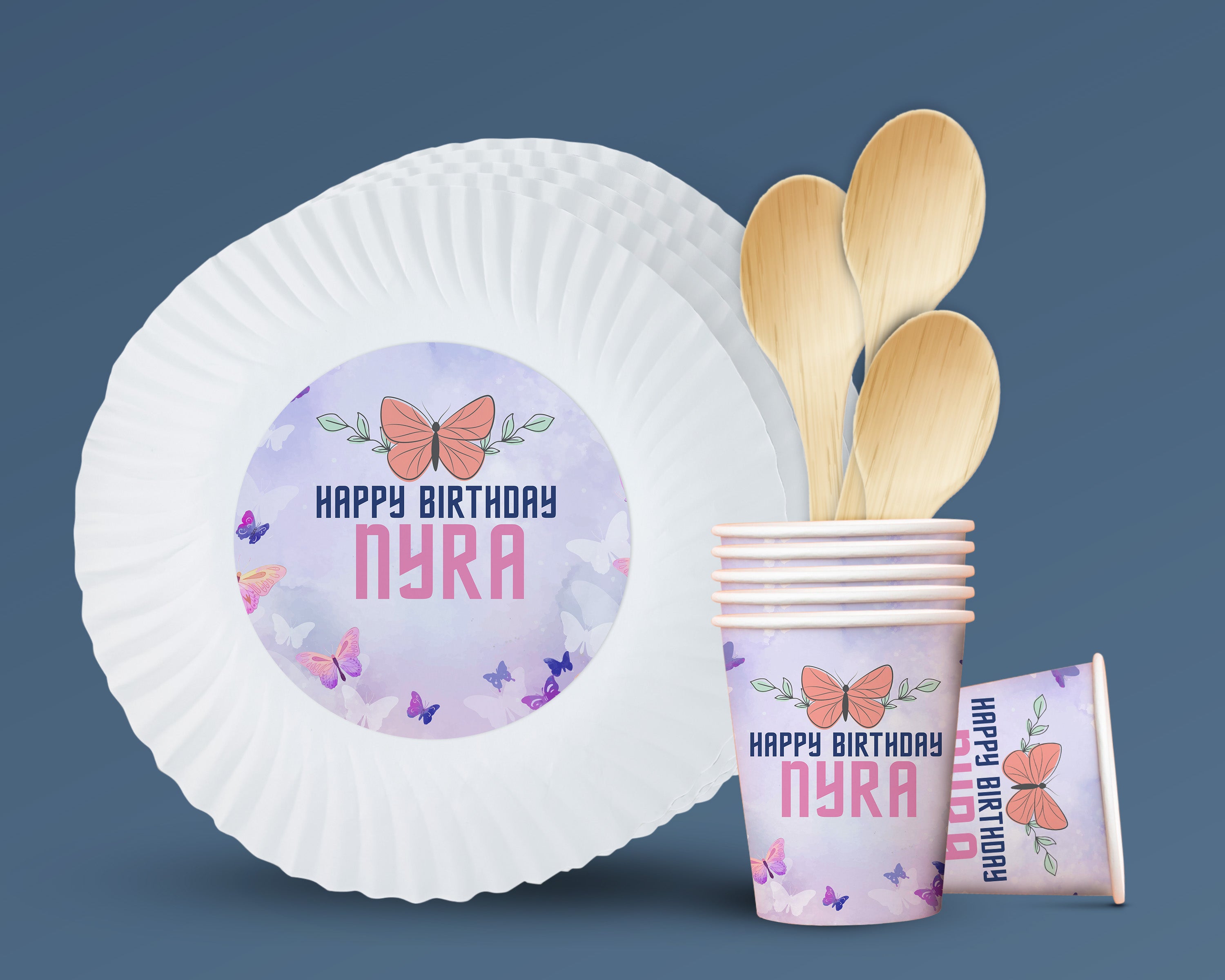 Butterfly Theme Party Cups and Plates Combo