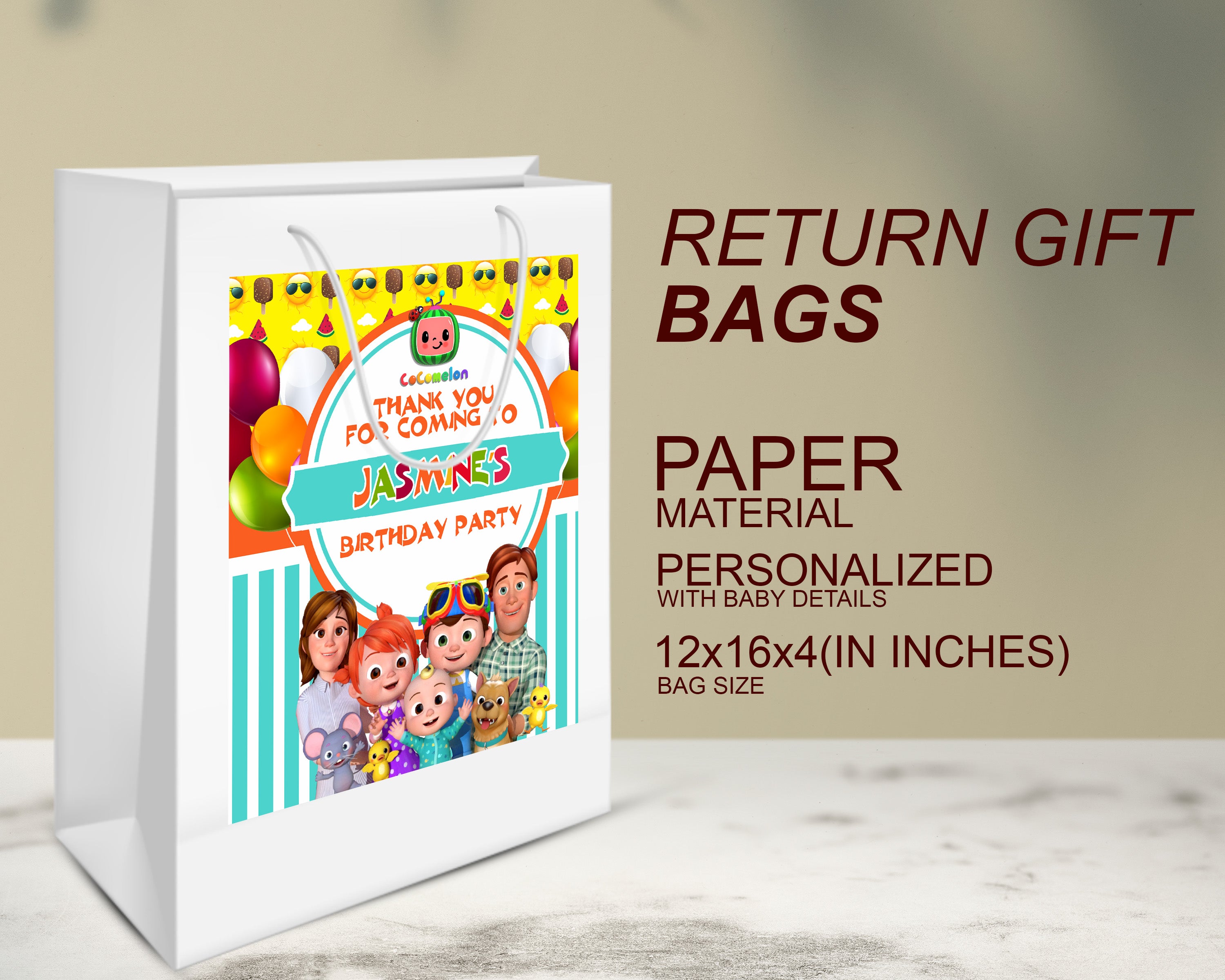 PSI Cocomelon Girl Theme Oversized Return Gift Bag