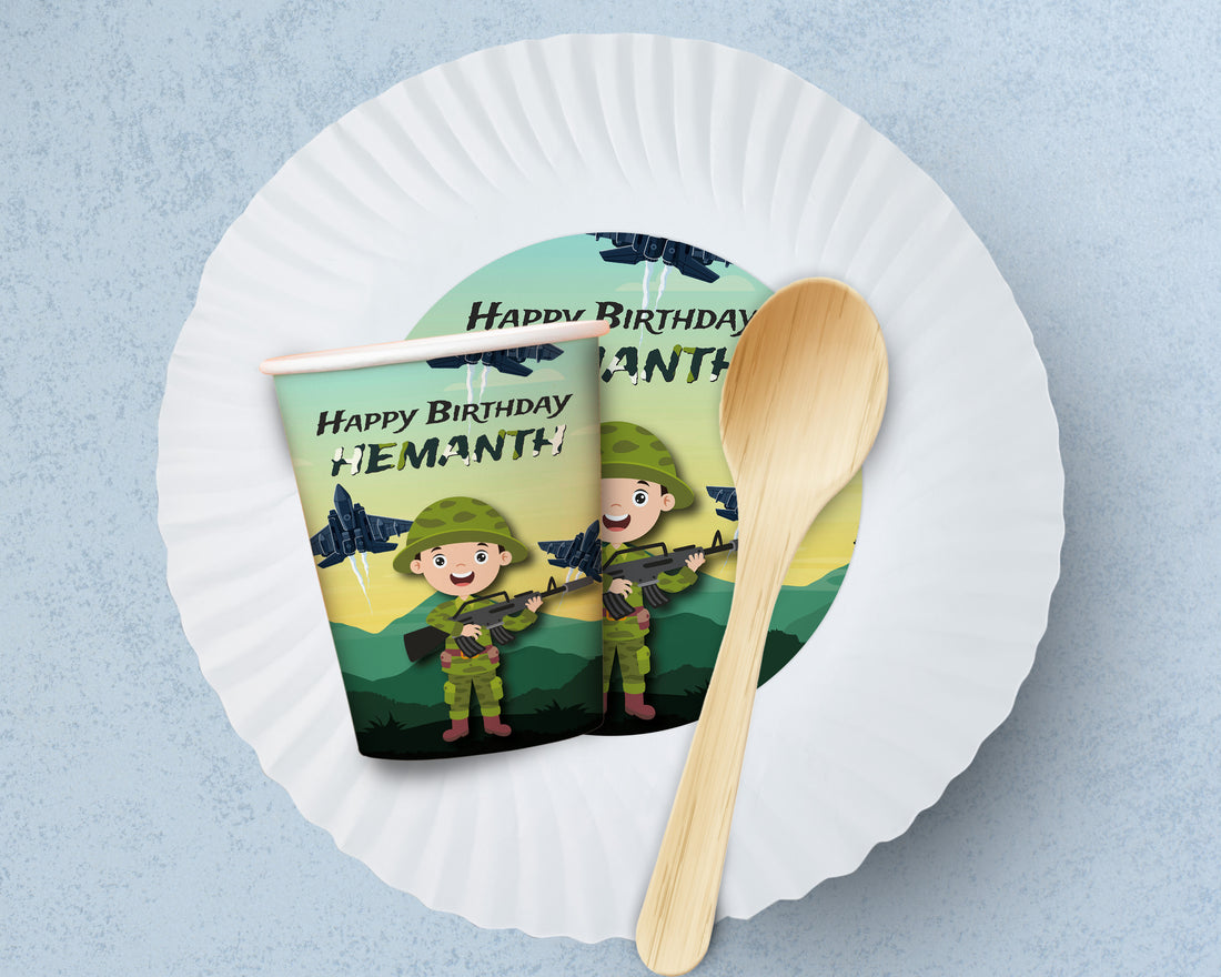 Military Theme Party Cups and Plates Combo