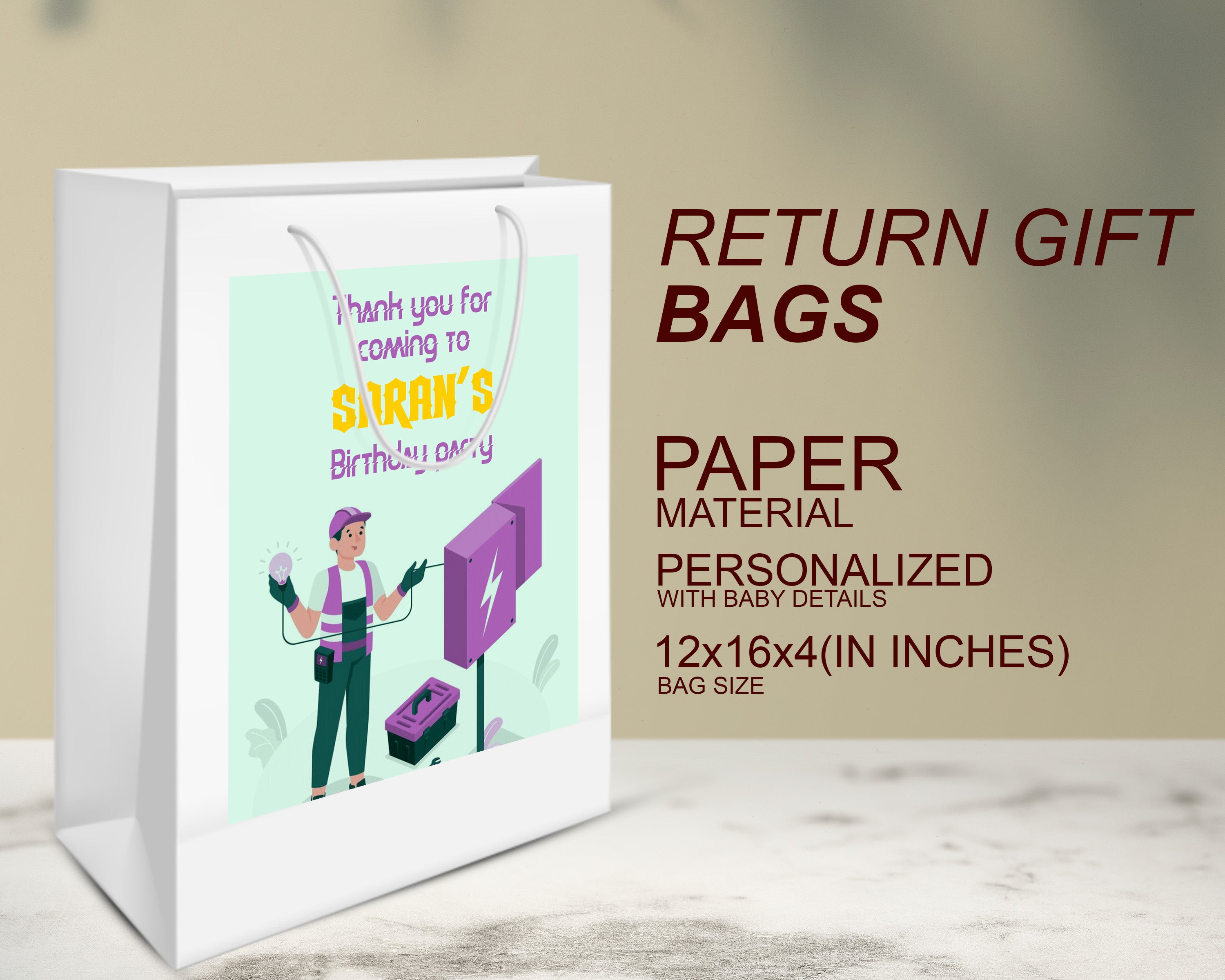 Electrician Theme Oversized Return Gift Bag - image 3 of 5 | Party Supplies India