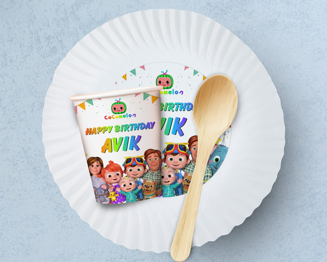PSI Cocomelon Theme Party Cups and Plates Combo