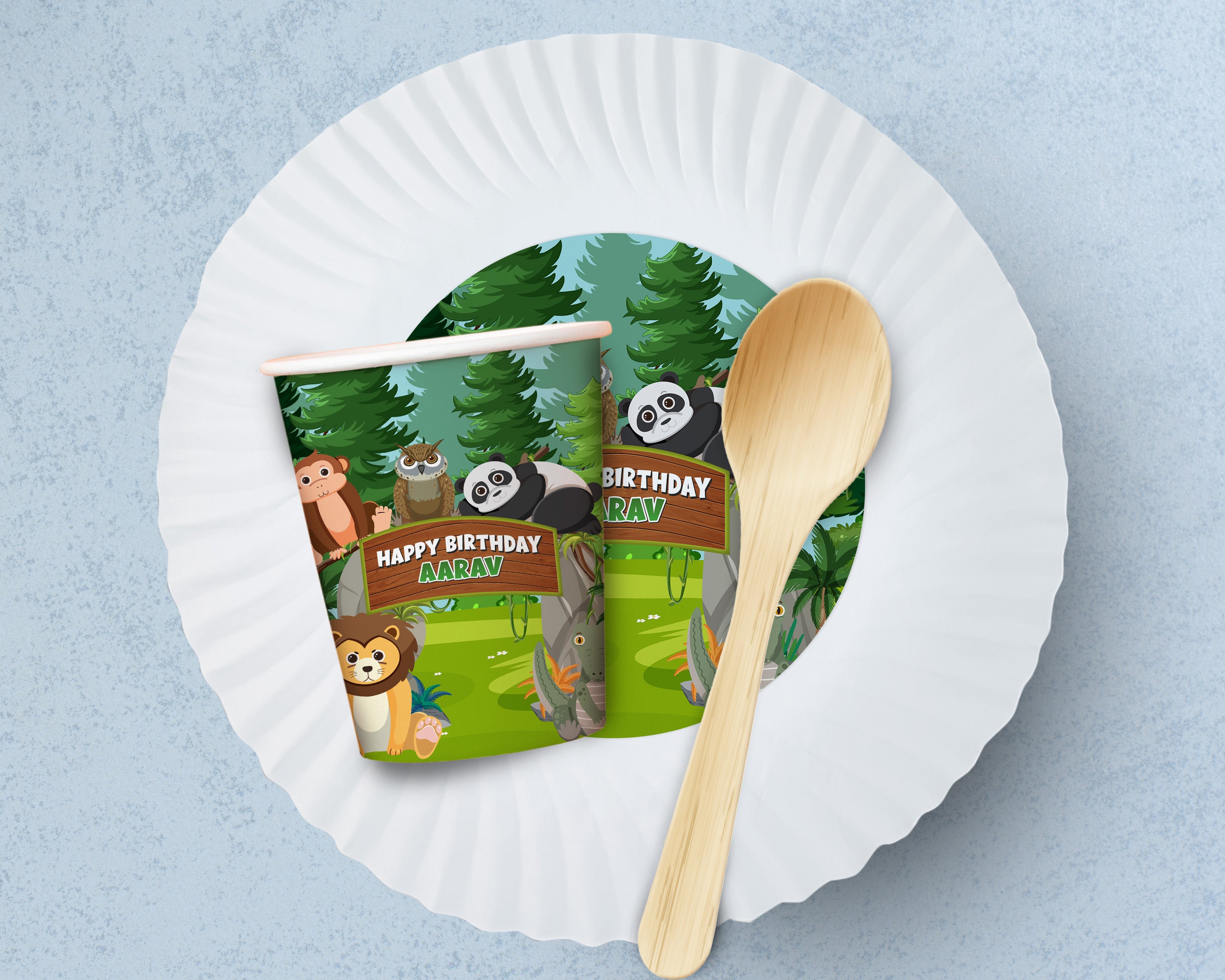 Jungle Theme Party Cups and Plates Combo