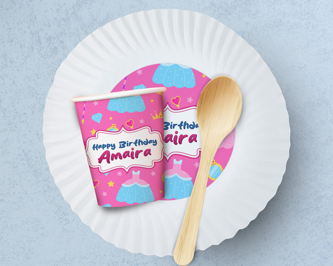 Princess Theme Party Cups and Plates Combo