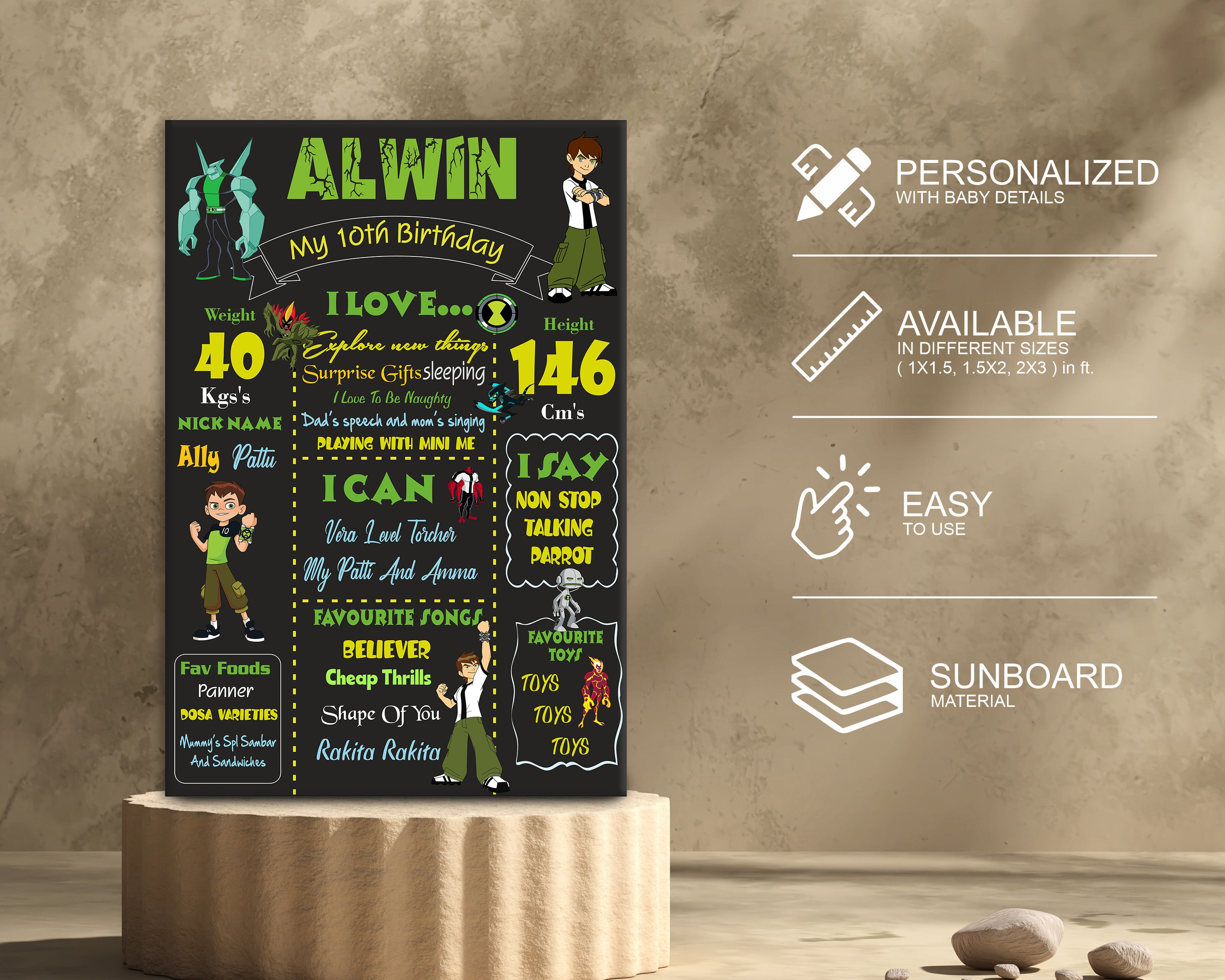 Ben 10 Theme Chalk Board