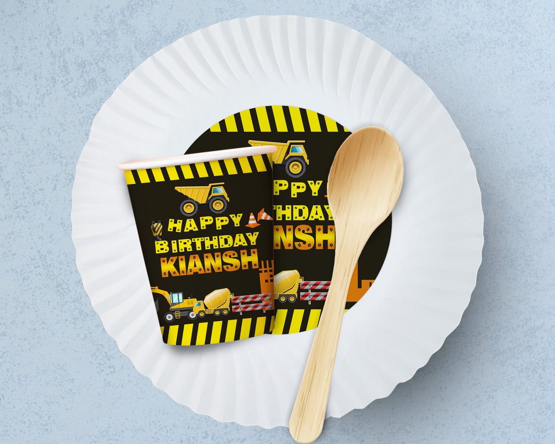 Construction Theme Party Cups and Plates Combo