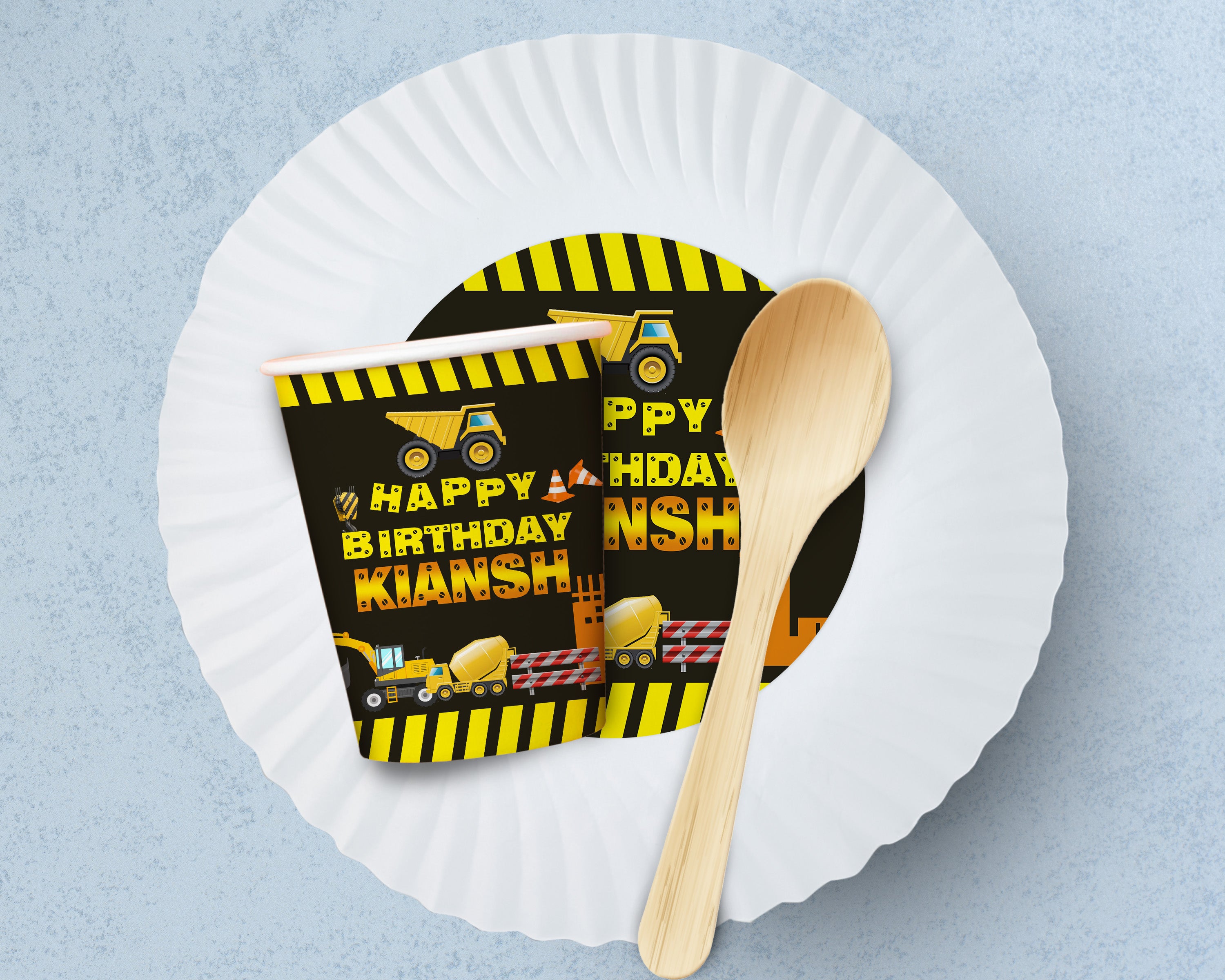 Construction Theme Party Cups and Plates Combo