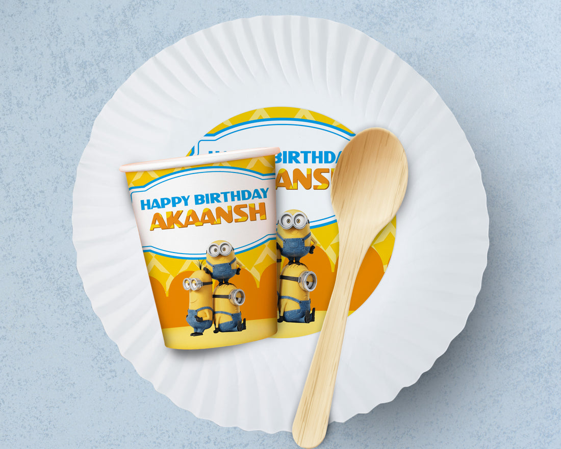Minion Theme Party Cups and Plates Combo