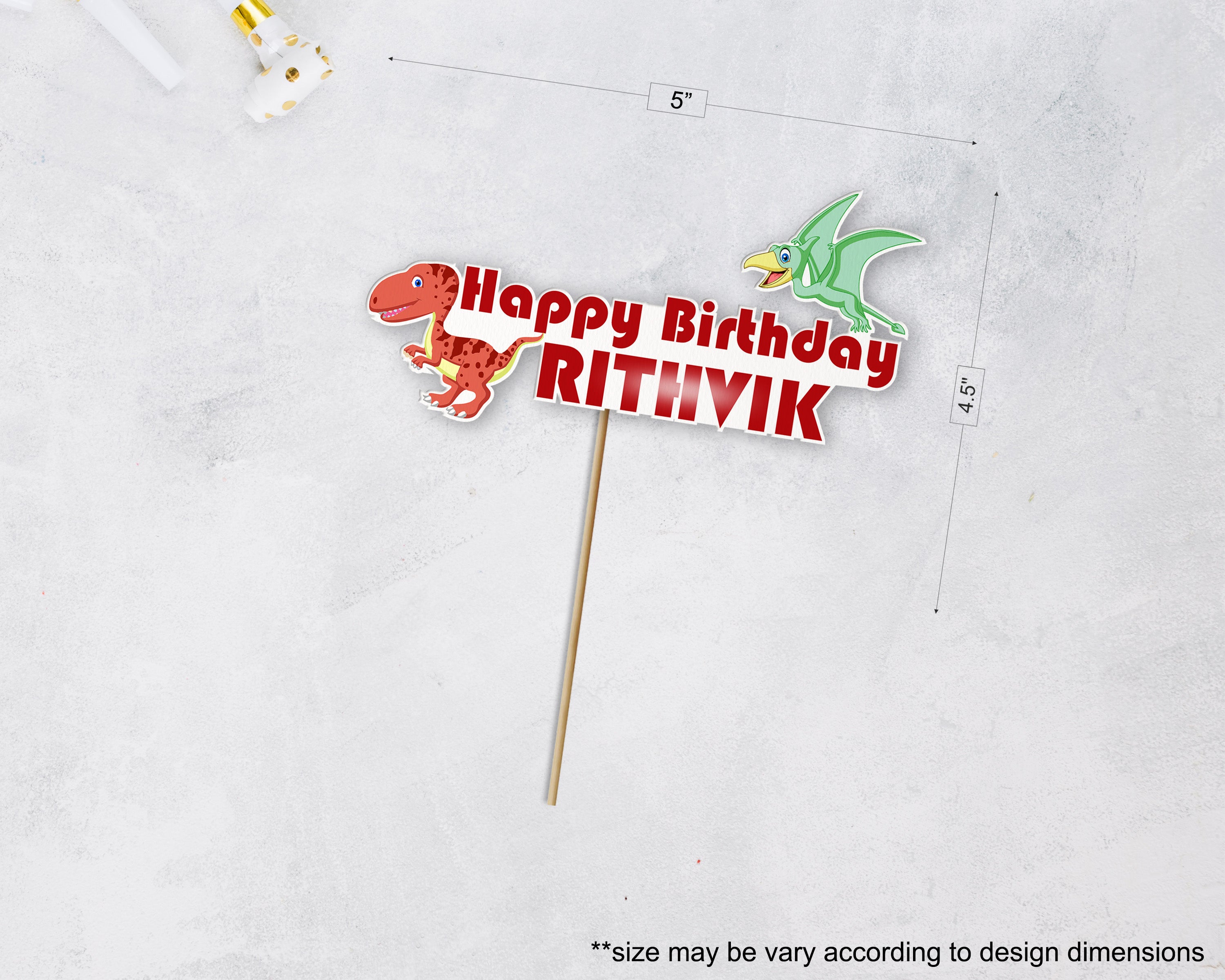 Dinosaur theme Personalized cake topper