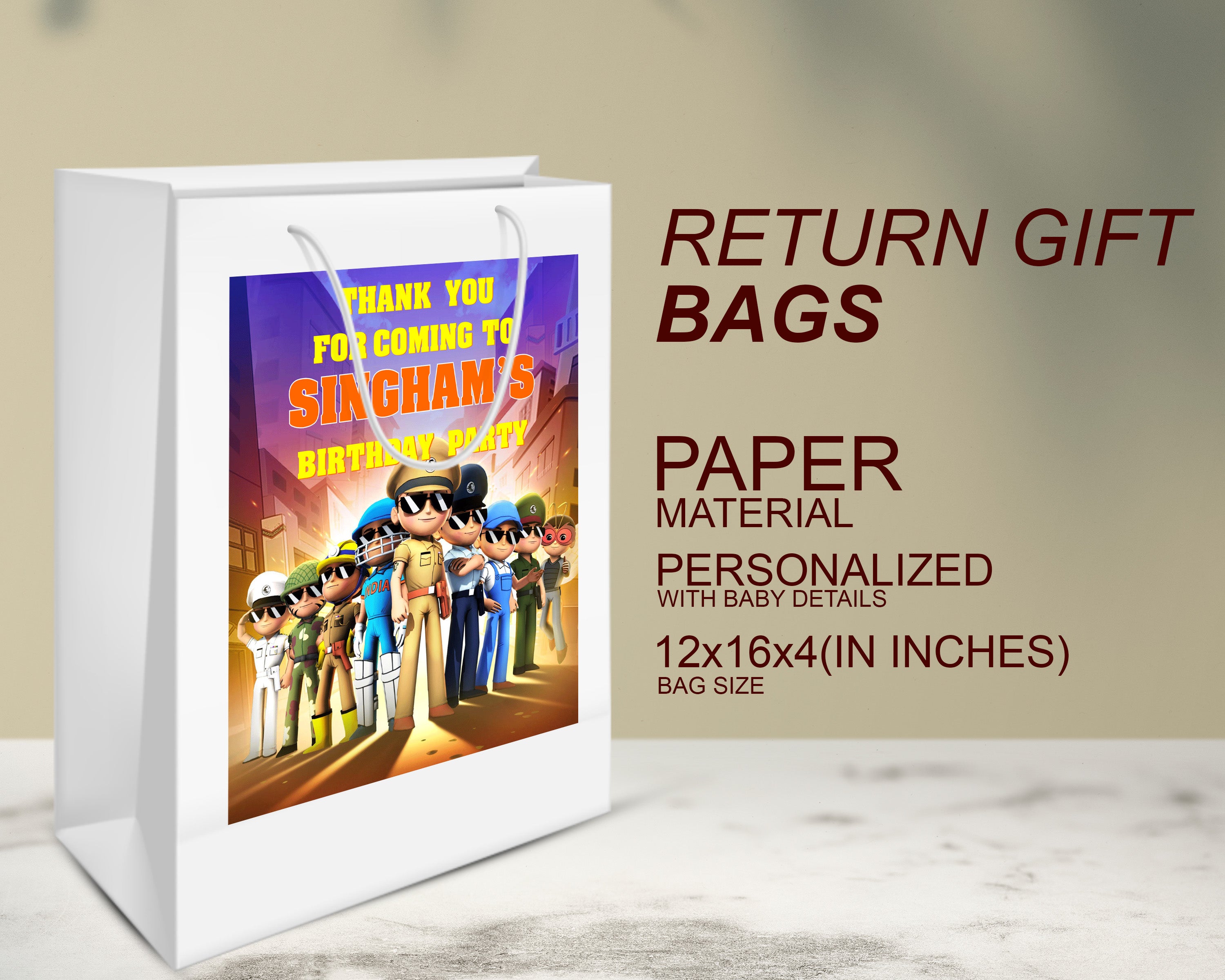 Little Singham Theme Oversized Return Gift Bag - image 3 of 5 | Party Supplies India