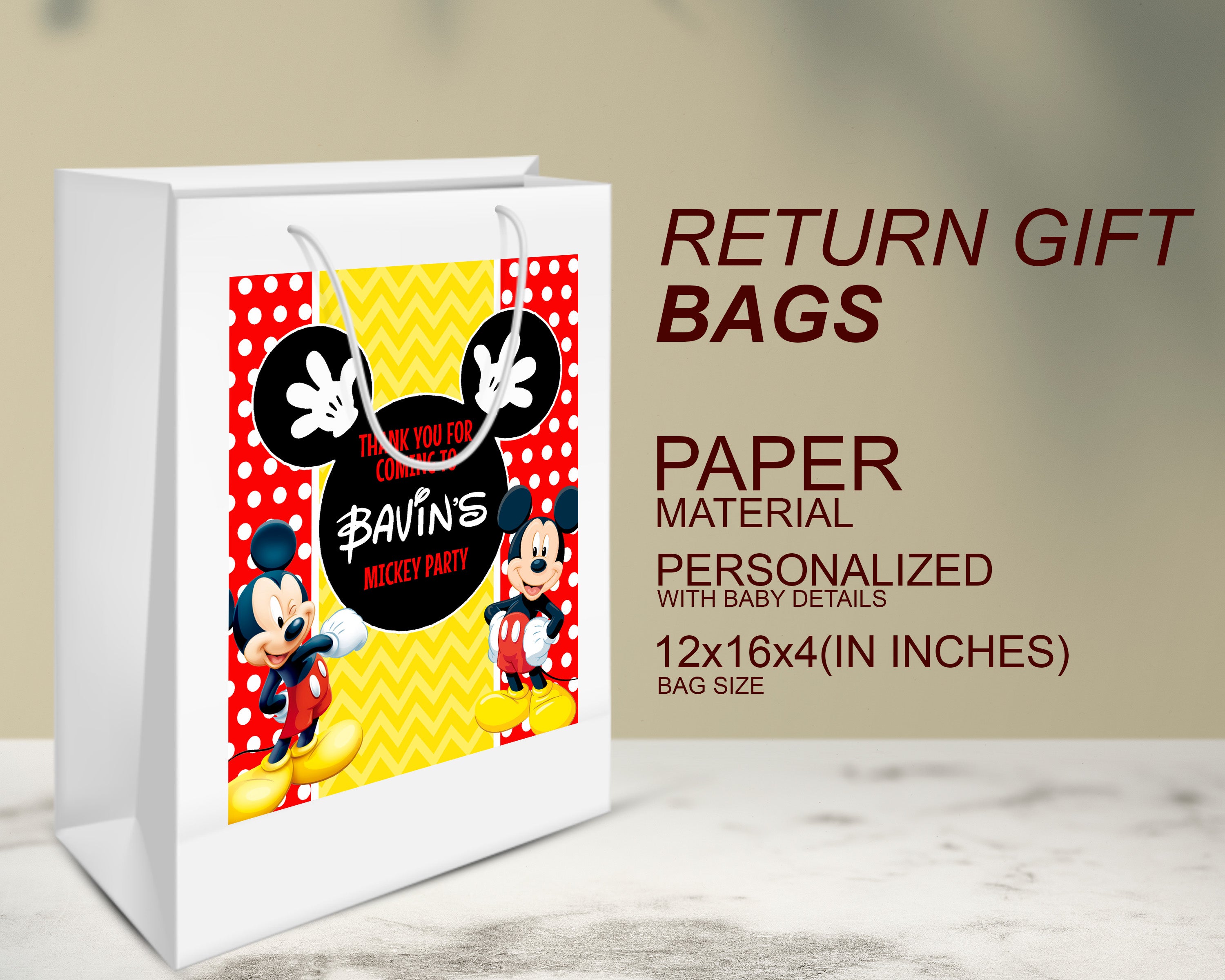 Mickey Mouse Theme Oversized Return Gift Bag - image 3 of 5 | Party Supplies India