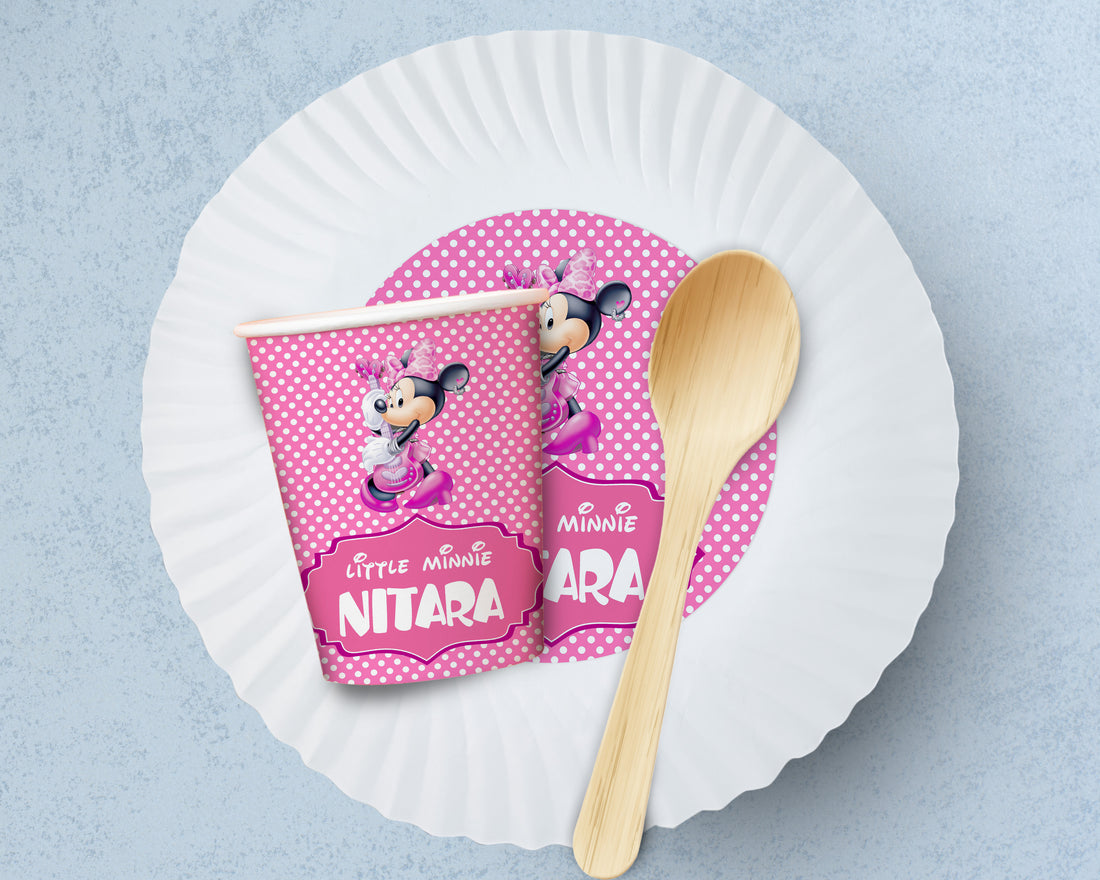 Minnie Mouse Theme Party Cups and Plates Combo