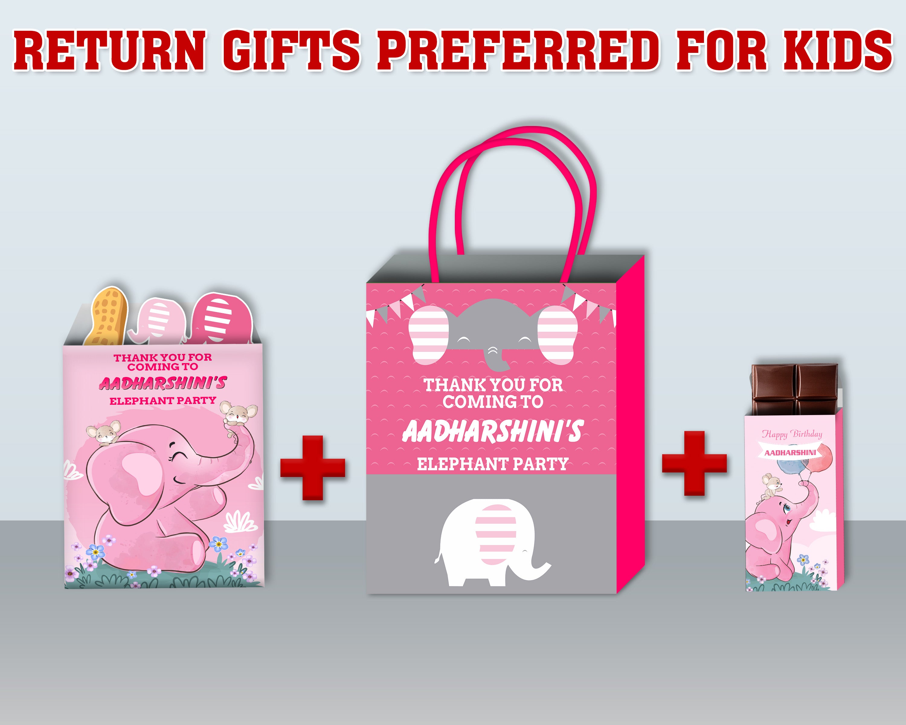 Pink Elephant Theme Return Gift Combo