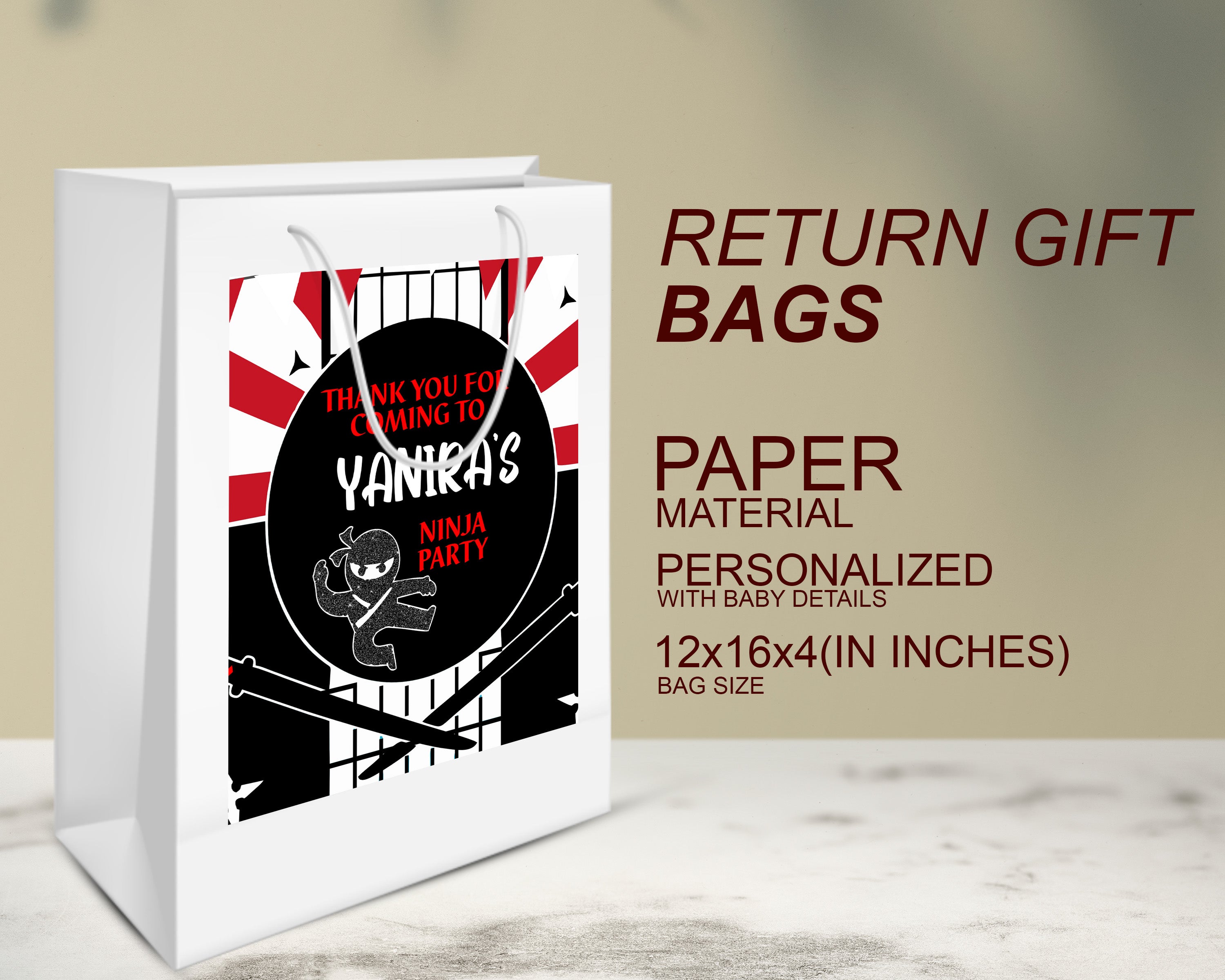 Ninja Theme Oversized Return Gift Bag