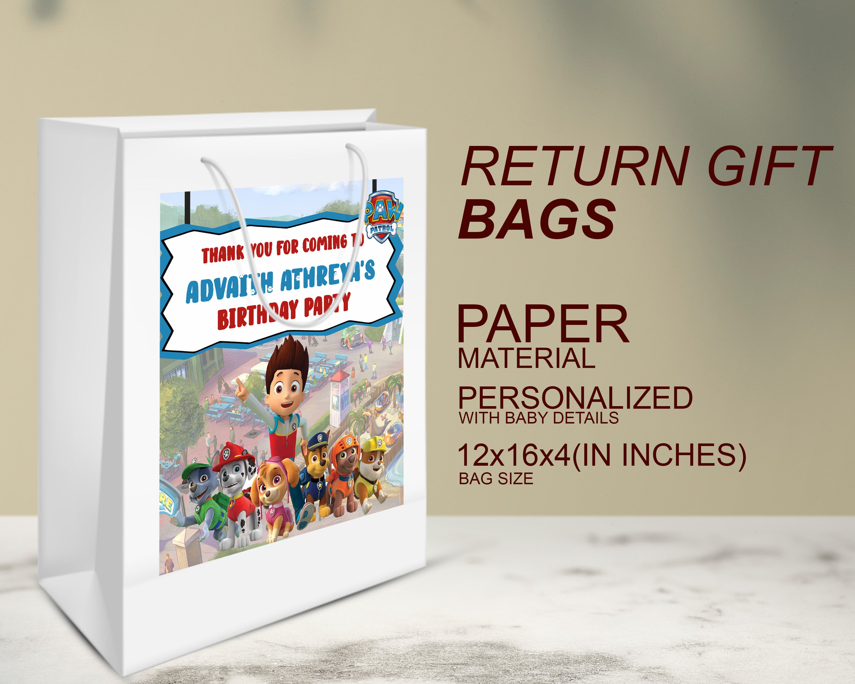 Paw Patrol Oversized Return Gift Bag