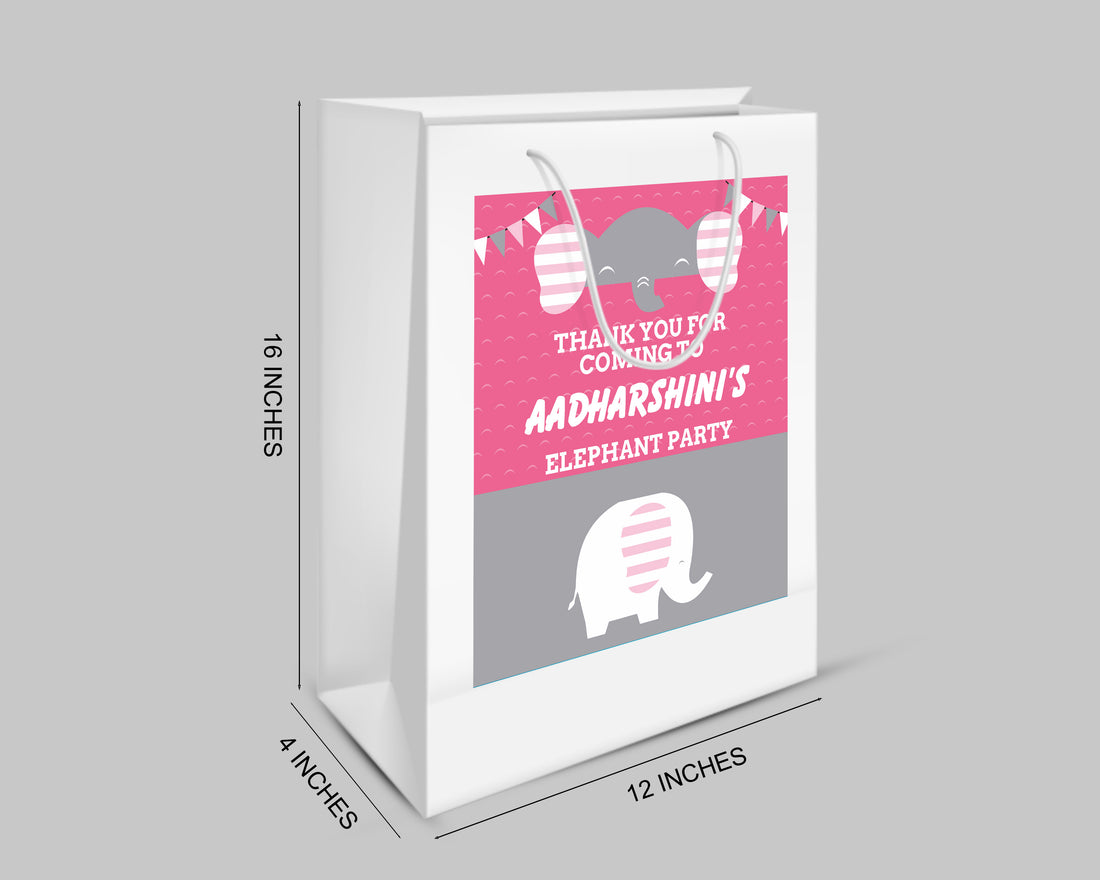 Pink Elephant Theme Oversized Return Gift Bag