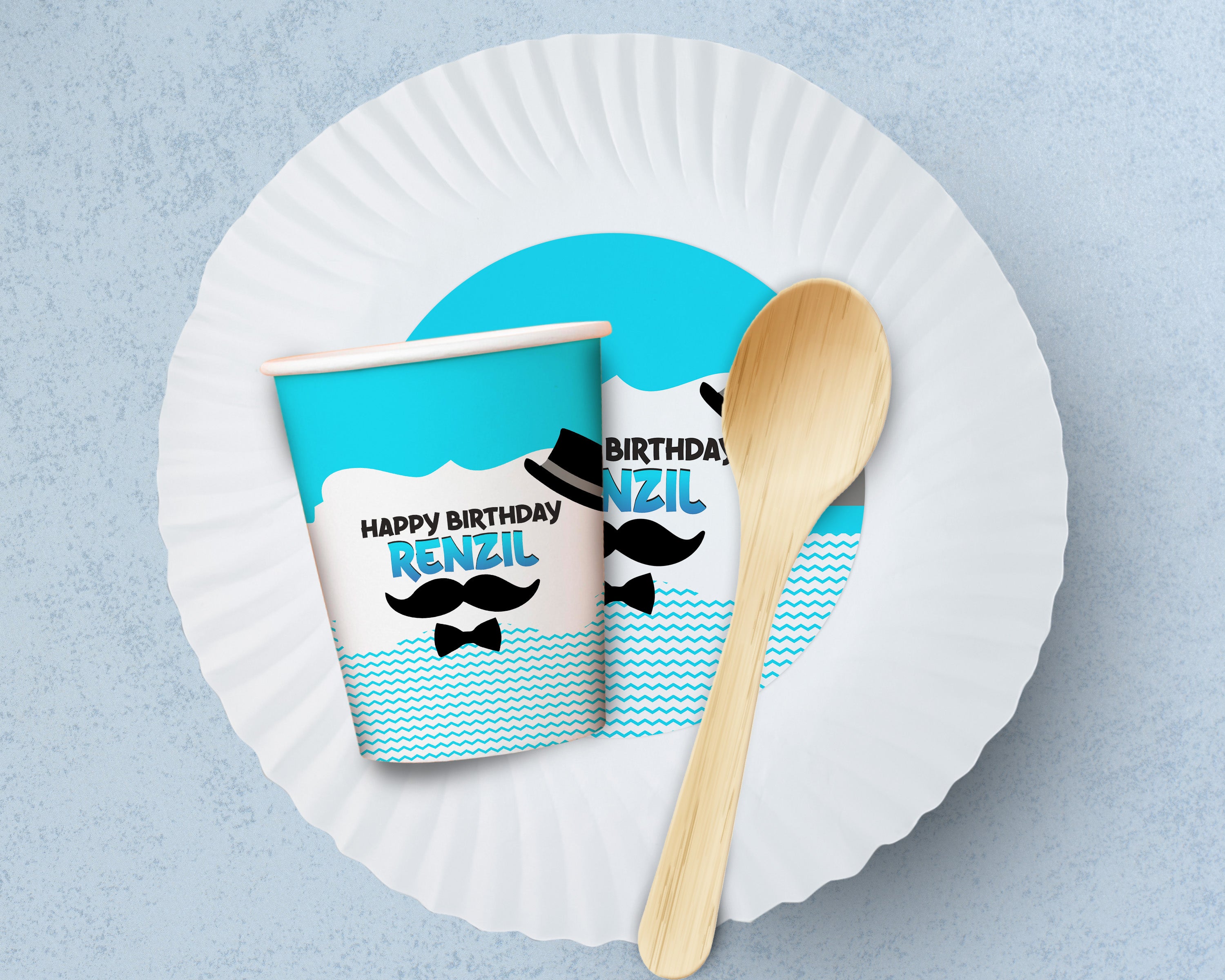 Little Man Theme Party Cups and Plates Combo