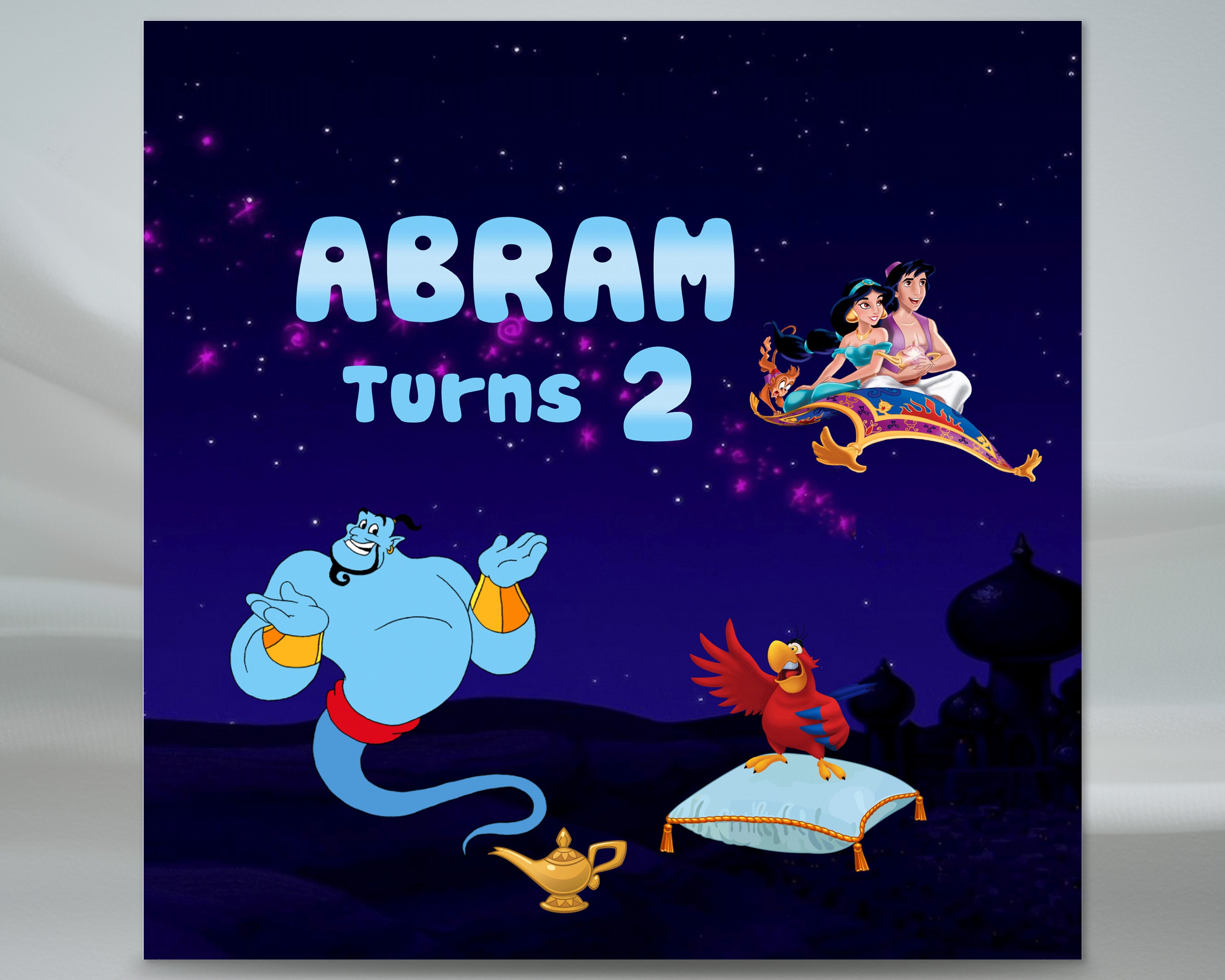 Aladdin Theme Personalized Square Backdrop