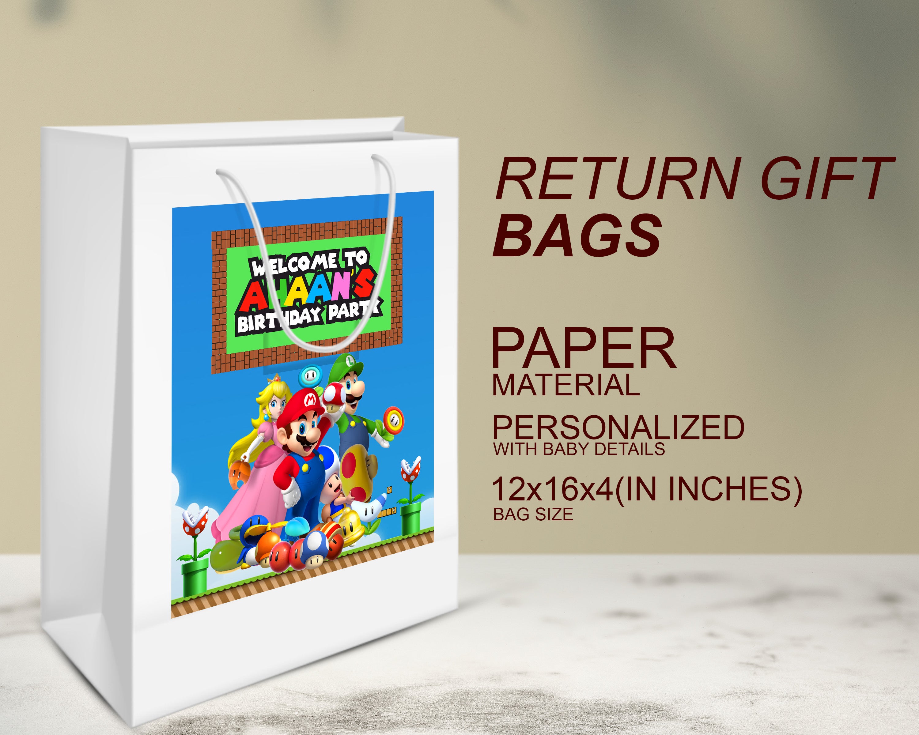 Super Mario Theme Oversized Return Gift Bag
