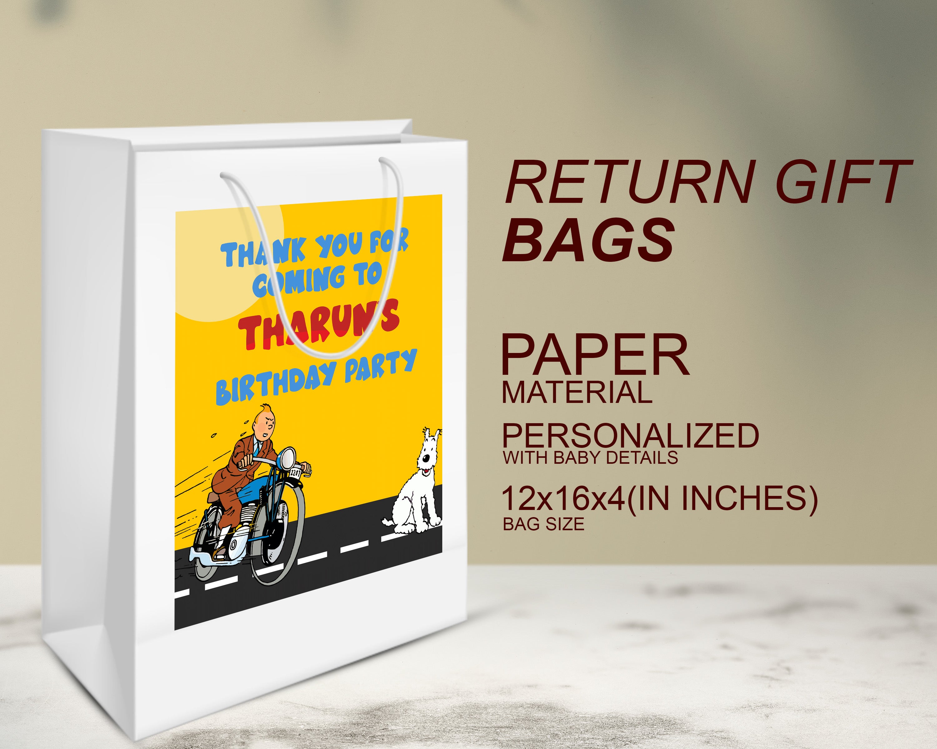 PSI Tin Tin Theme Oversized Return Gift Bag