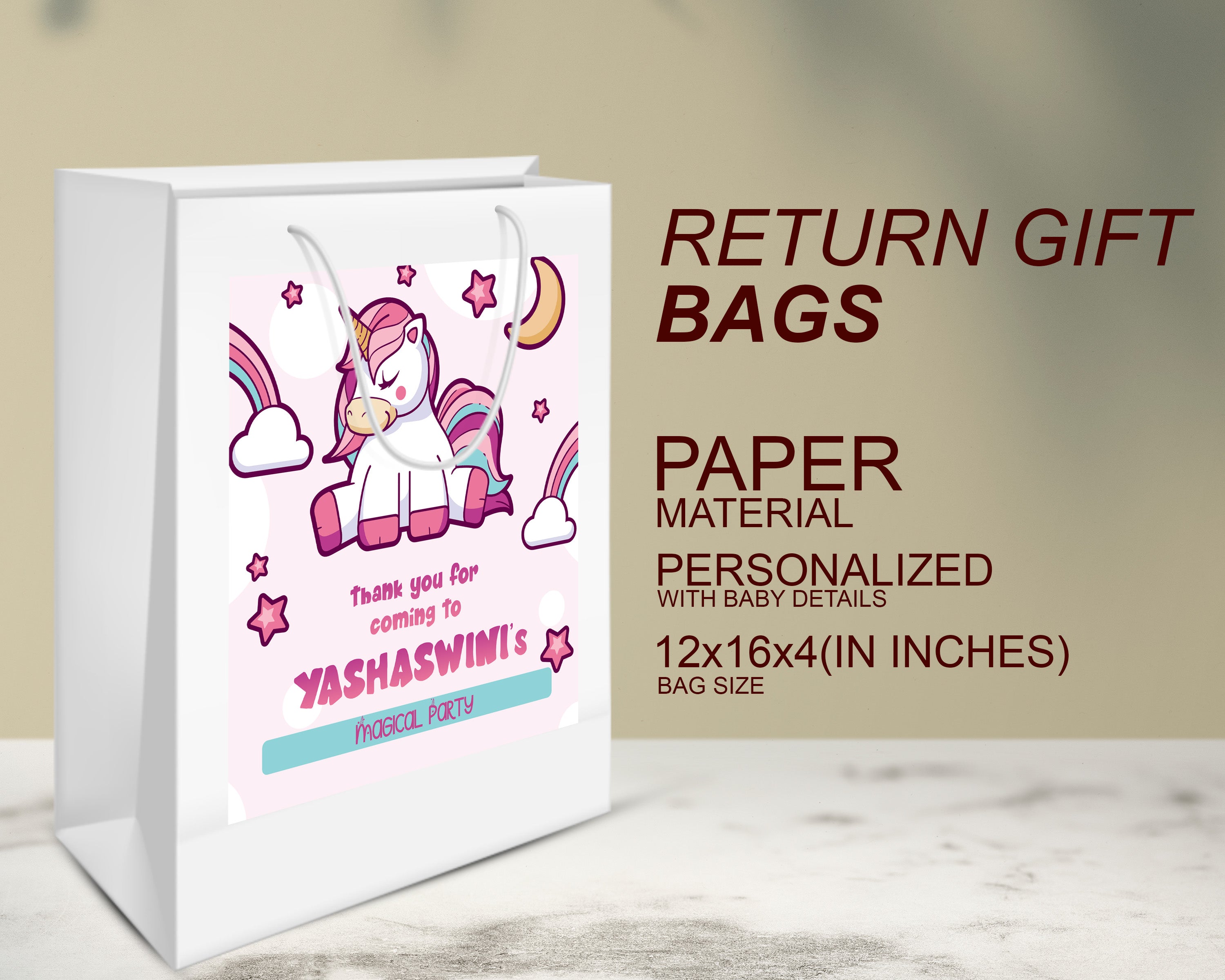 PSI Unicorn Theme Oversized Return Gift Bag