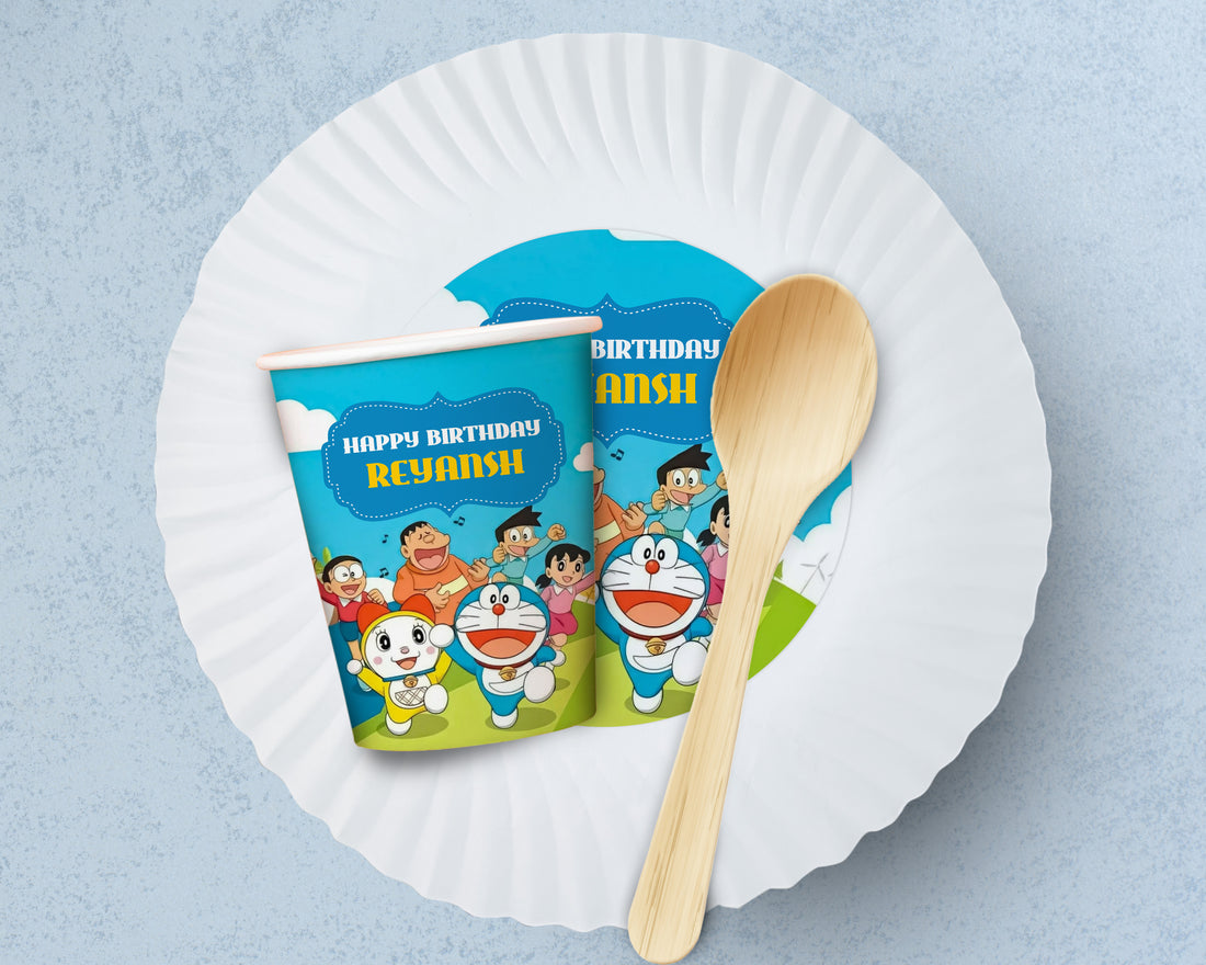 Doraemon Theme Party Cups and Plates Combo