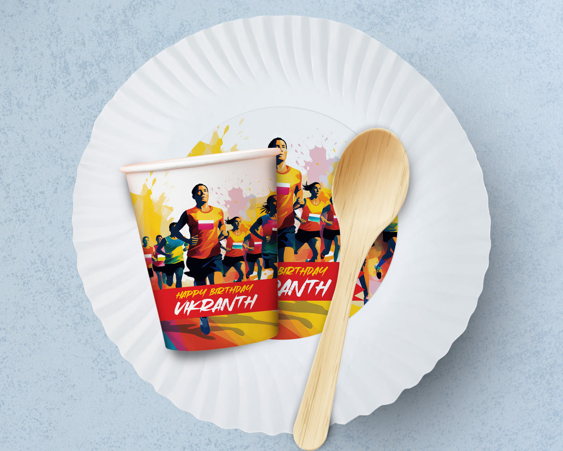 Marathon Theme Party Cups and Plates Combo