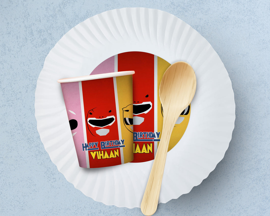 Power Rangers Theme Paper Plates and Cup Combo