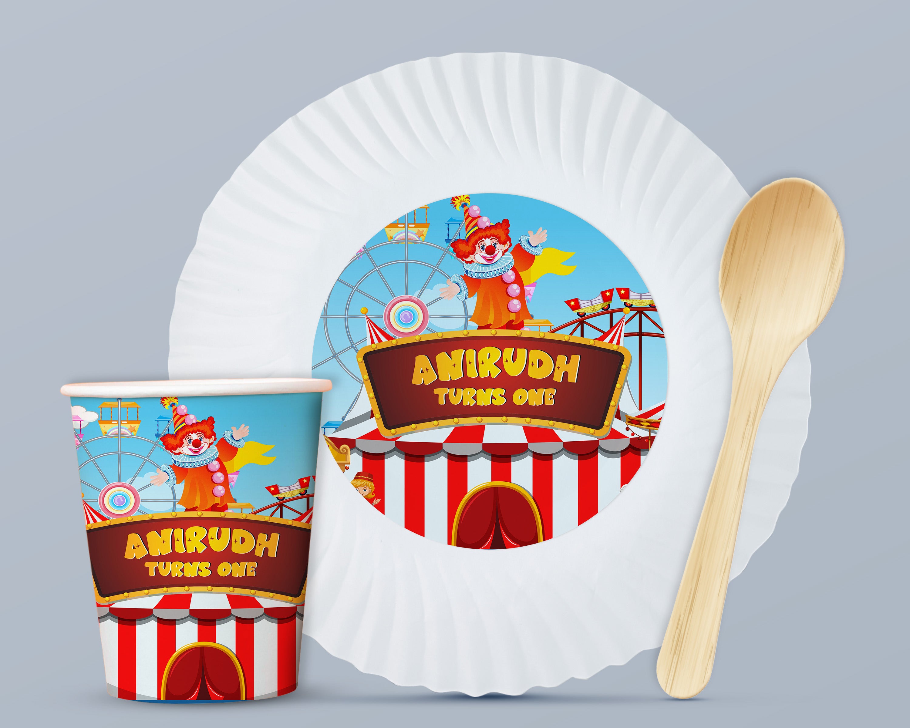 Circus Theme Party Cups and Plates Combo