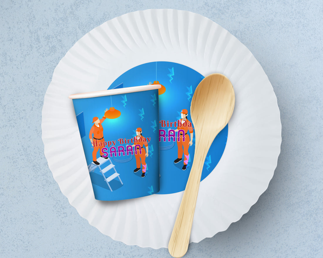 Electrician Theme Party Cups and Plates Combo