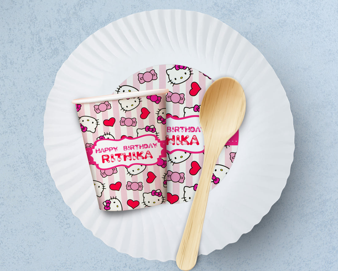 Hello Kitty Theme Party Cups and Plates Combo