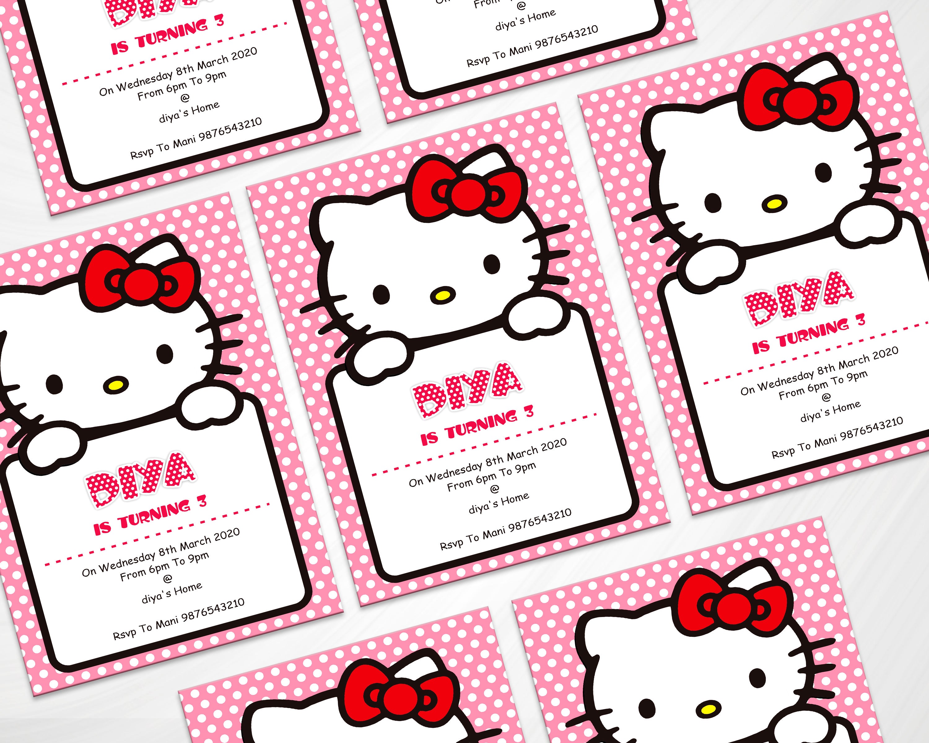 Hello Kitty Theme Customized Invite