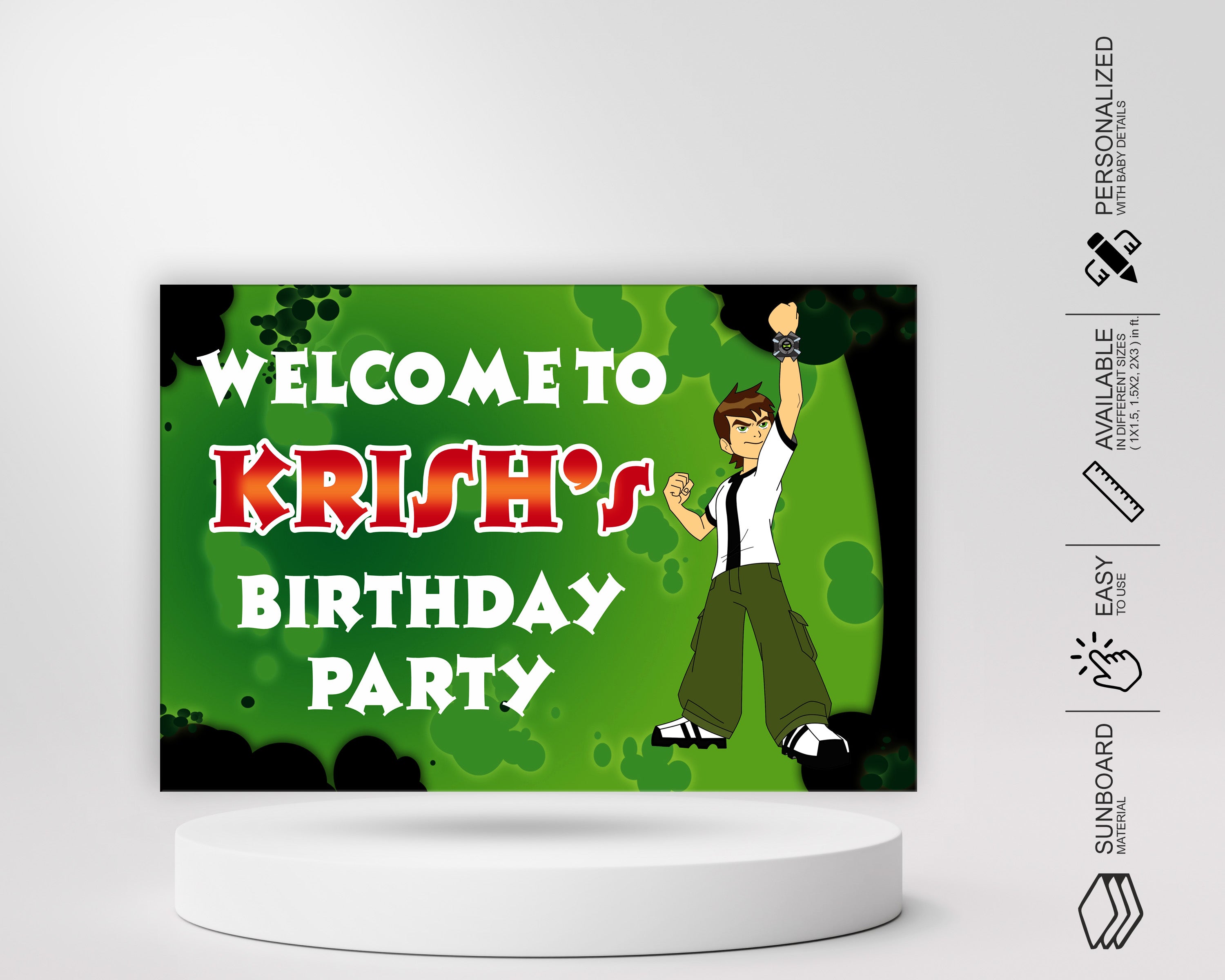Ben 10 Theme Customized Welcome Board - image 3 of 3 | Party Supplies India