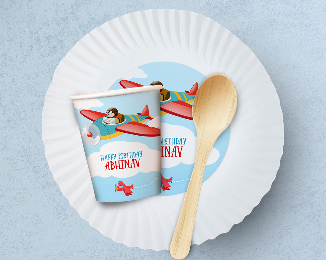 Aeroplane theme Party Cups and Plates Combo