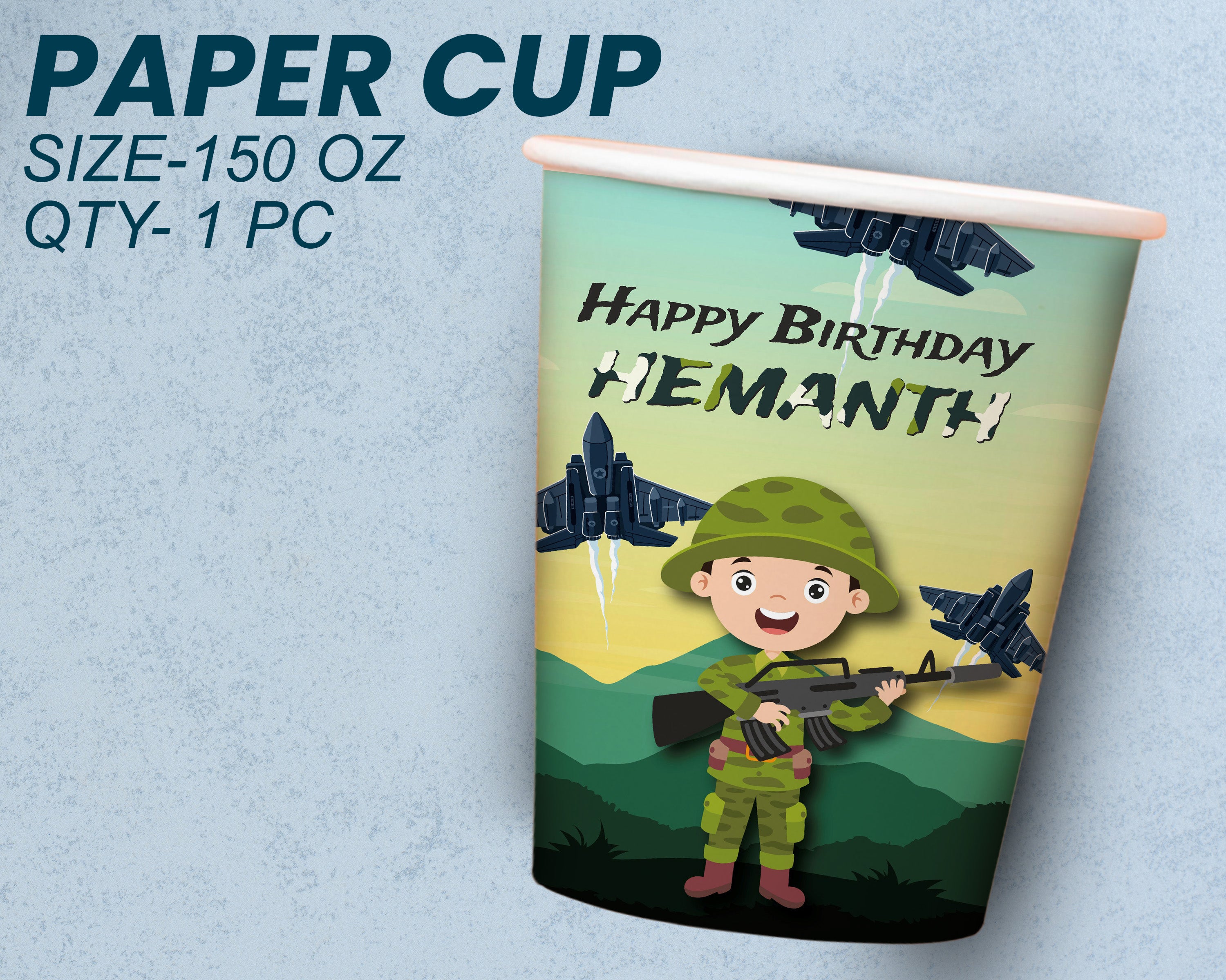 PSI Military Theme Party Cups and Plates Combo