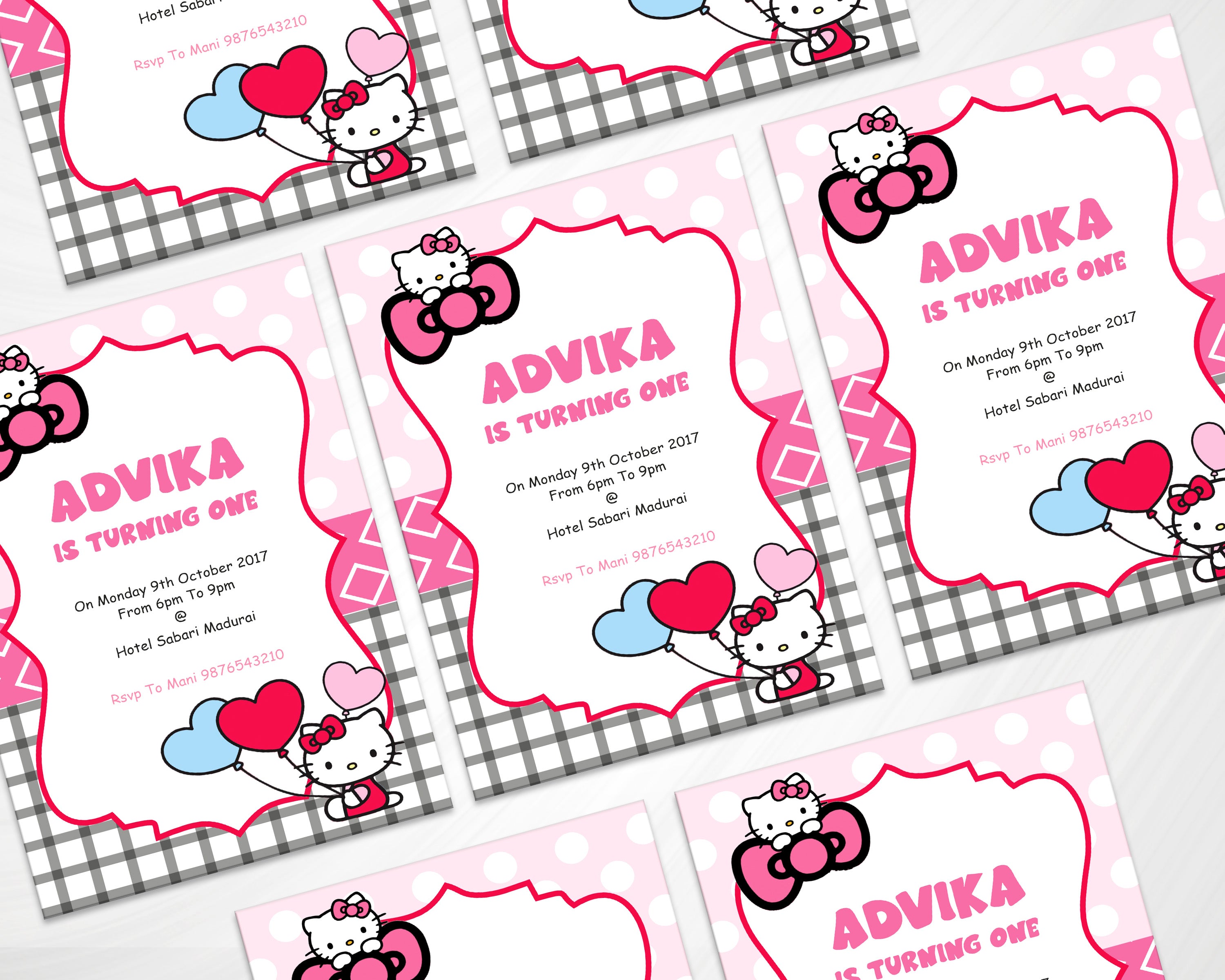 Hello Kitty Theme Personalized Invite