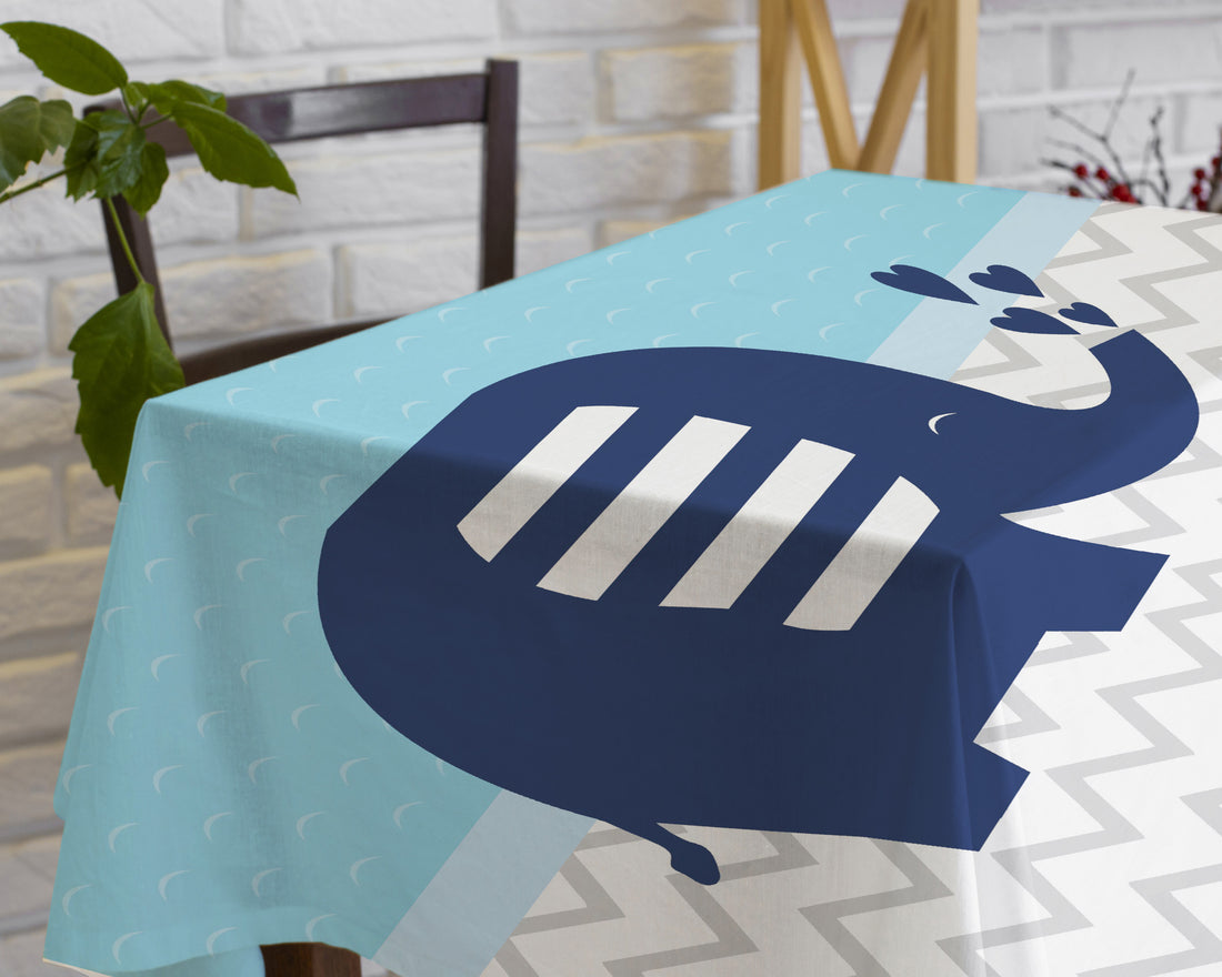 Blue Elephant Theme Cake Tablecover
