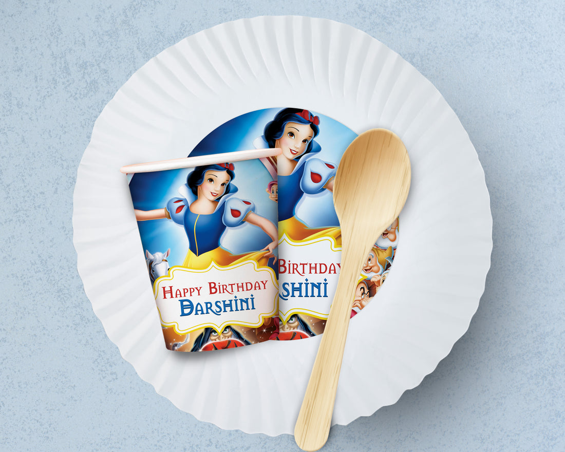 Snow and White Theme Party Cups and Plates Combo