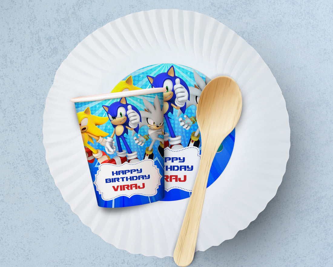 Sonic the Hedgehog Theme Party Cups and Plates Combo