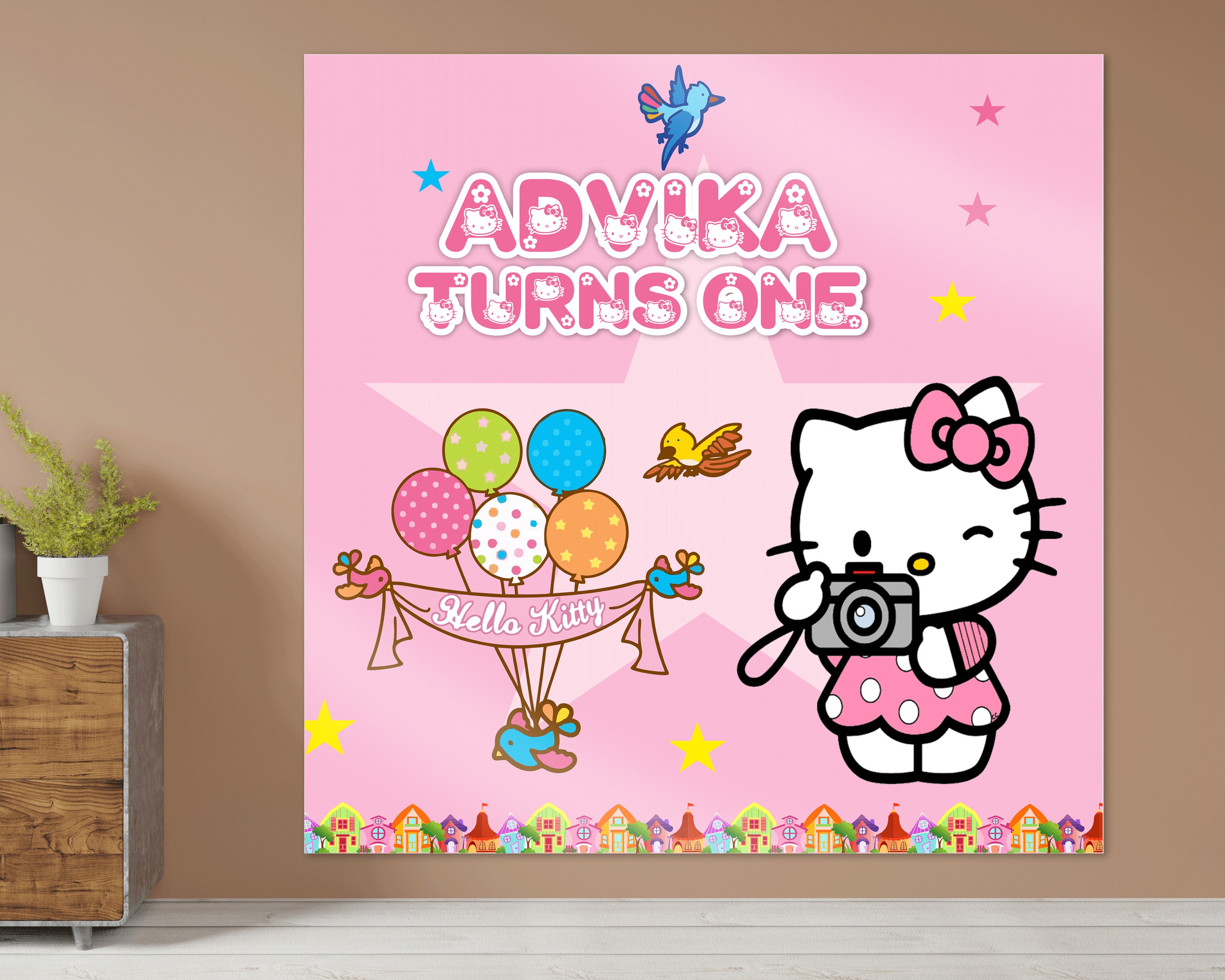 Hello Kitty Theme Square Backdrop