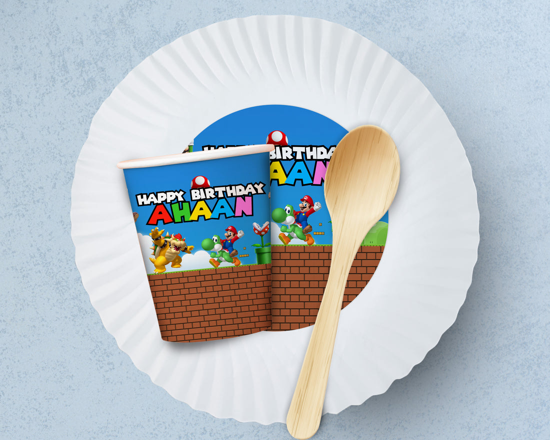 Super Mario Theme Party Cups and Plates Combo
